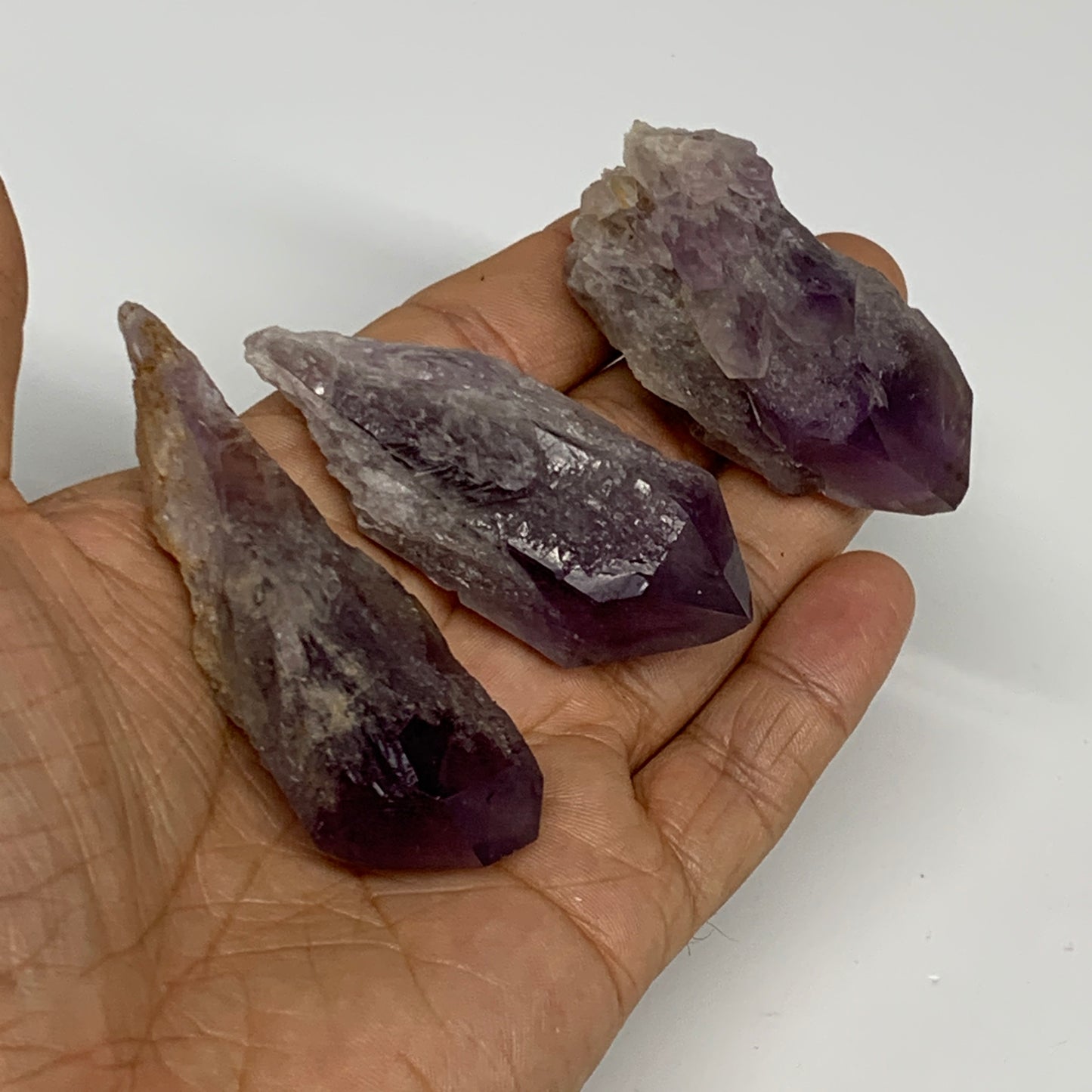 107.9g, 2.3" - 2.7", 3pcs, Amethyst Point Polished Rough lower part, B32396