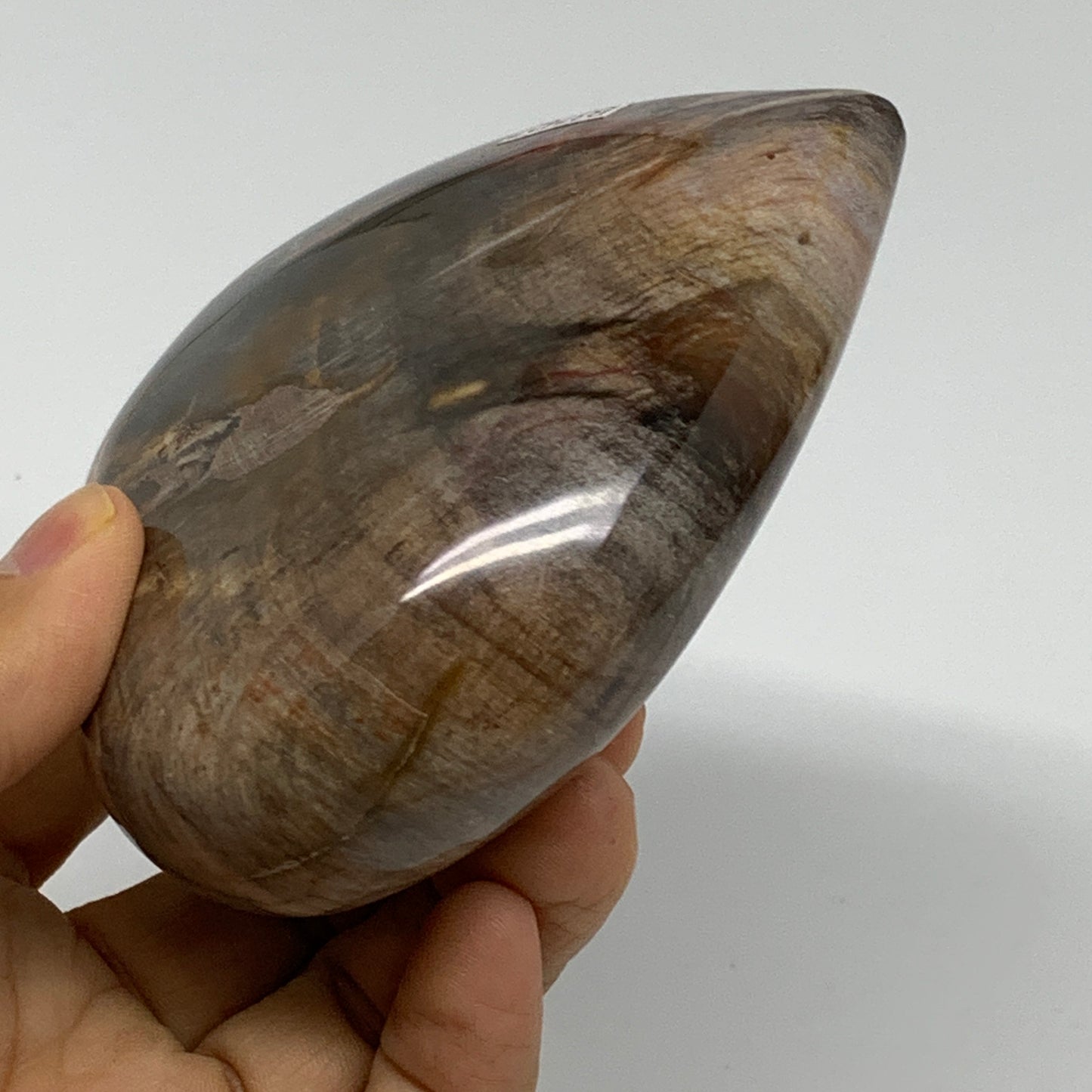 0.95 lbs, 3.7"x3.7"x1.4", Natural Petrified Wood Heart Polished Crystal, B37427