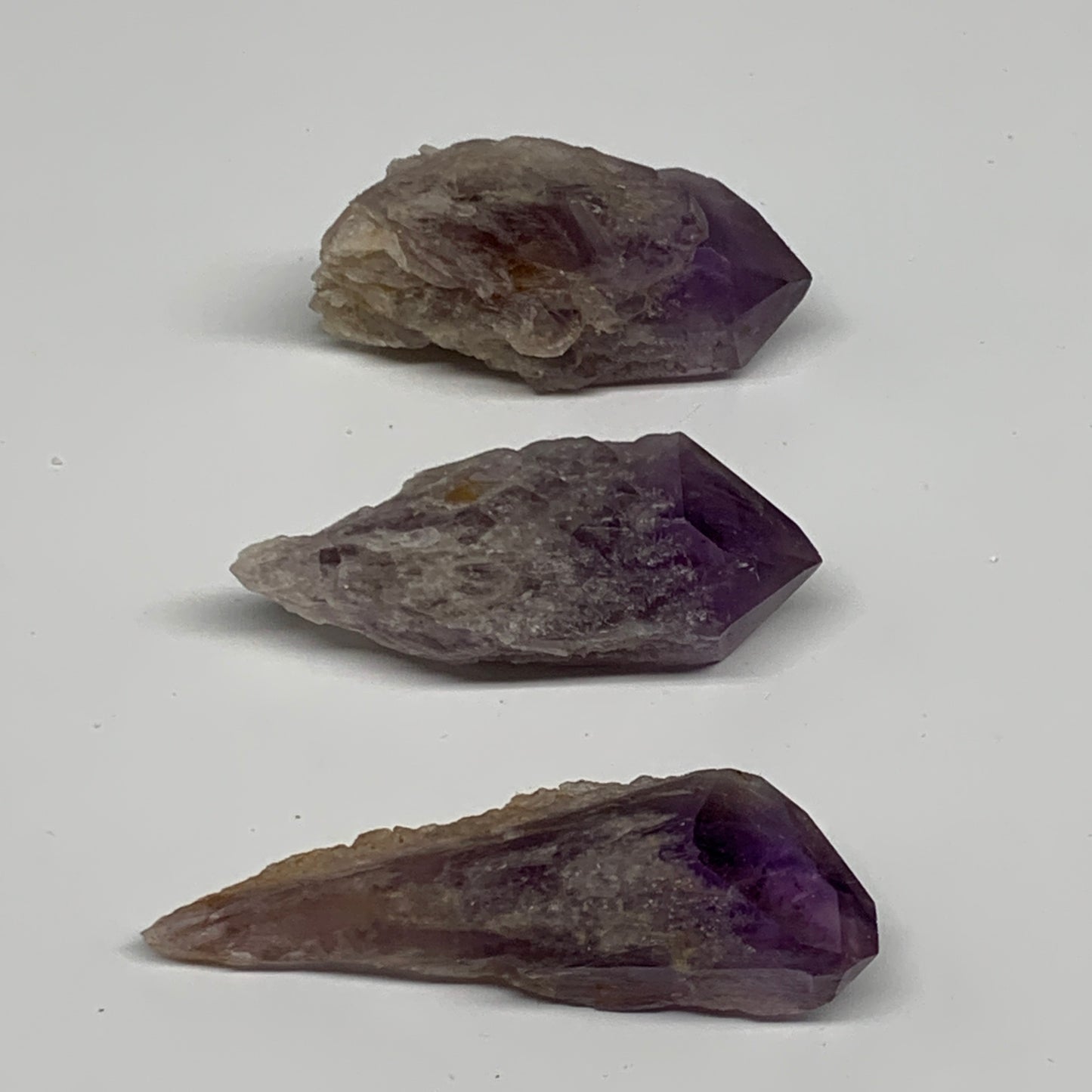 107.9g, 2.3" - 2.7", 3pcs, Amethyst Point Polished Rough lower part, B32396