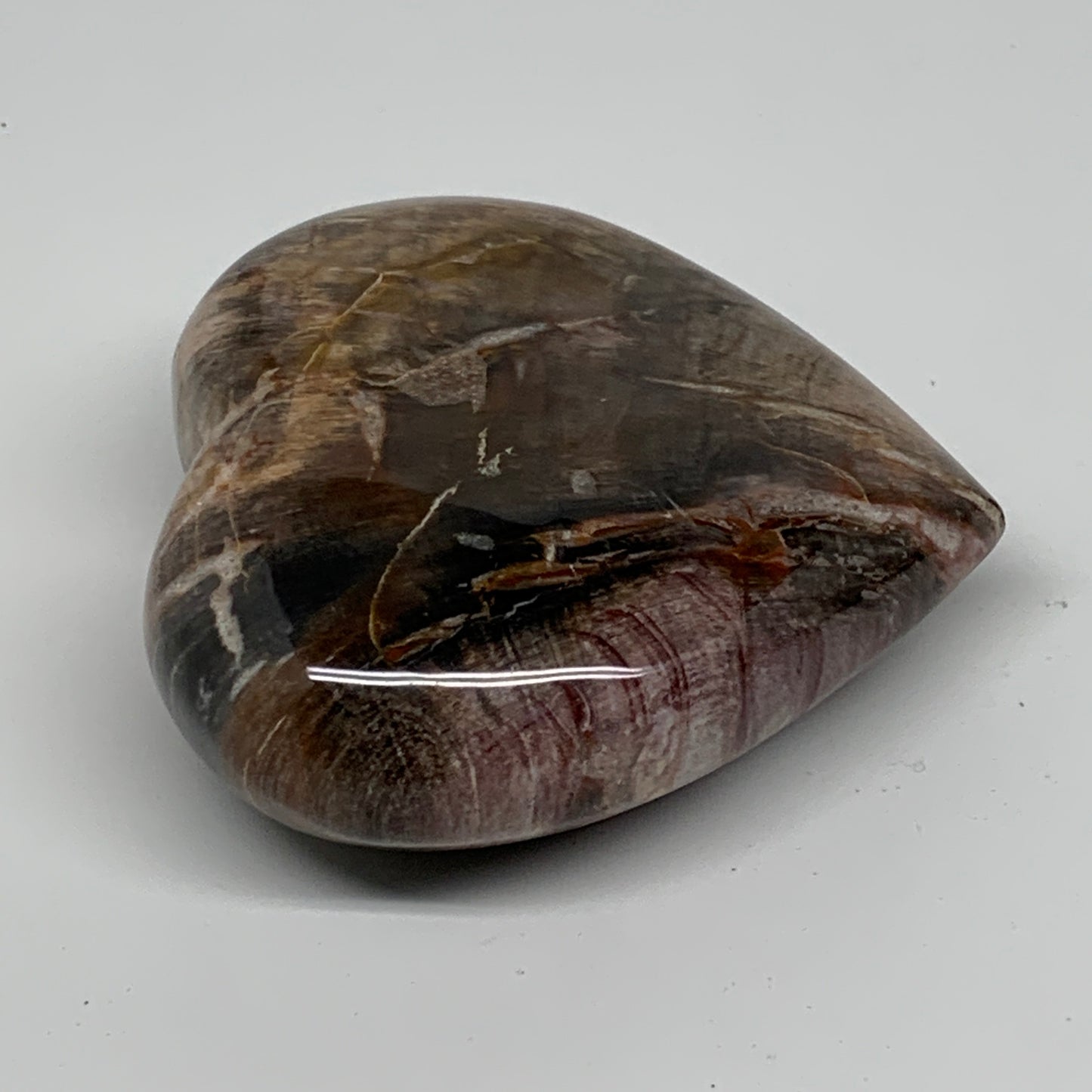 0.95 lbs, 3.7"x3.7"x1.4", Natural Petrified Wood Heart Polished Crystal, B37427