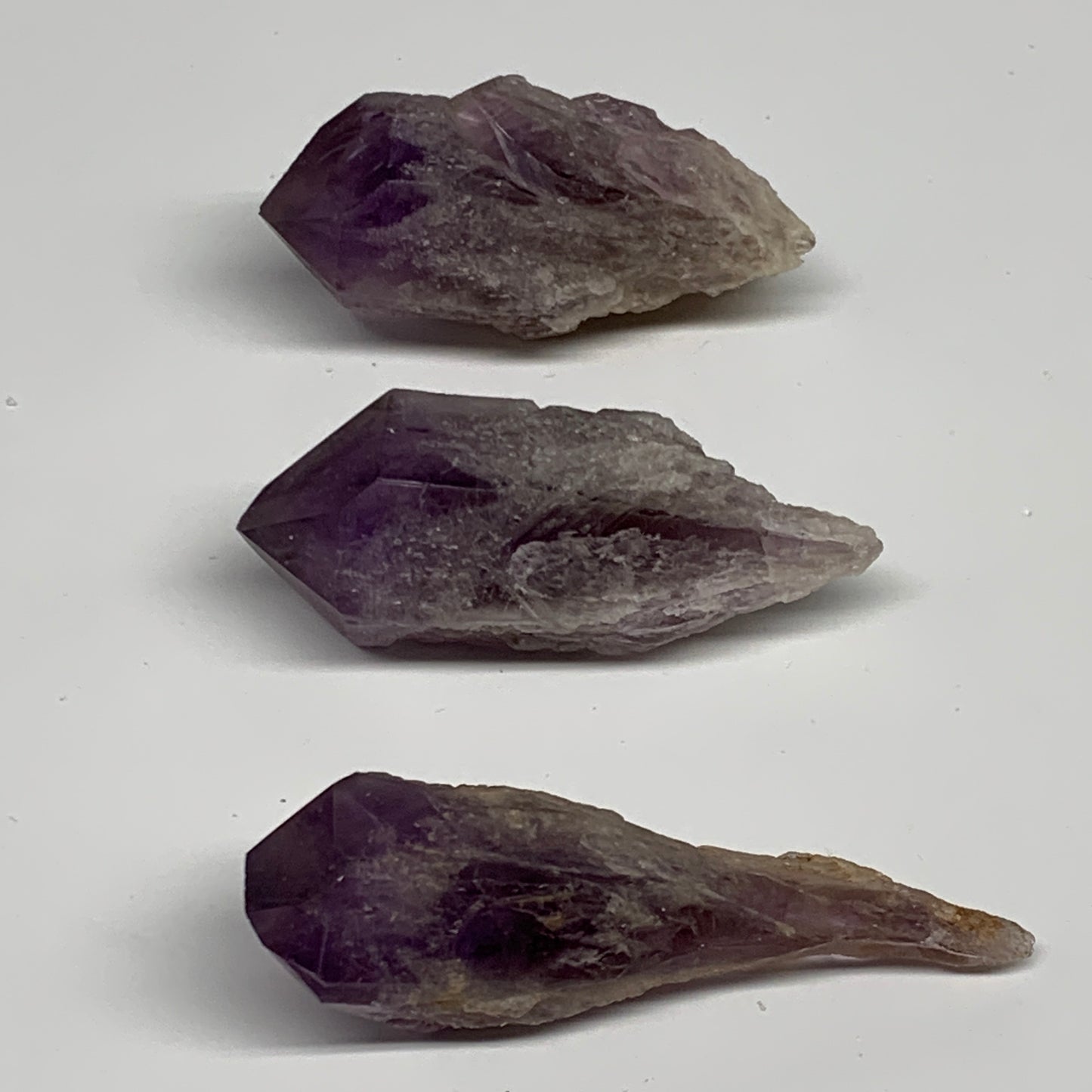 107.9g, 2.3" - 2.7", 3pcs, Amethyst Point Polished Rough lower part, B32396