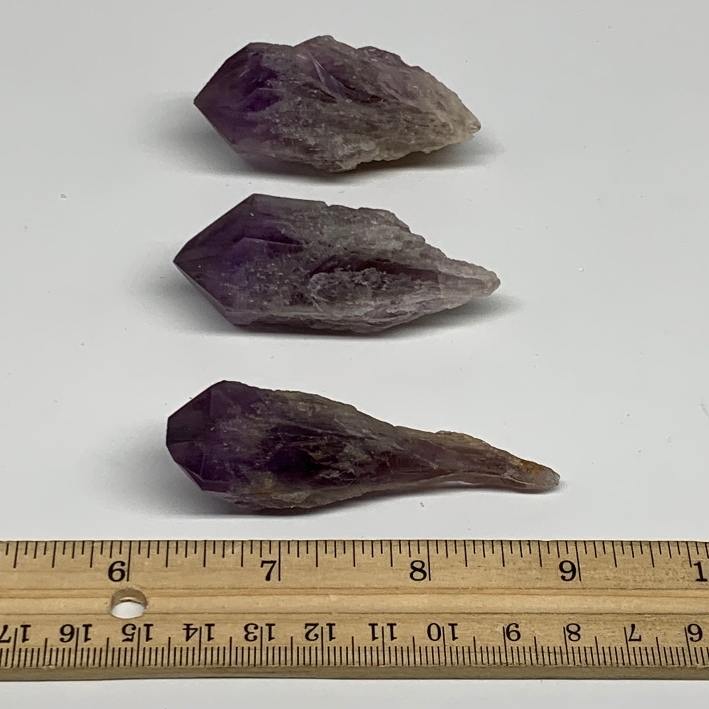 107.9g, 2.3" - 2.7", 3pcs, Amethyst Point Polished Rough lower part, B32396