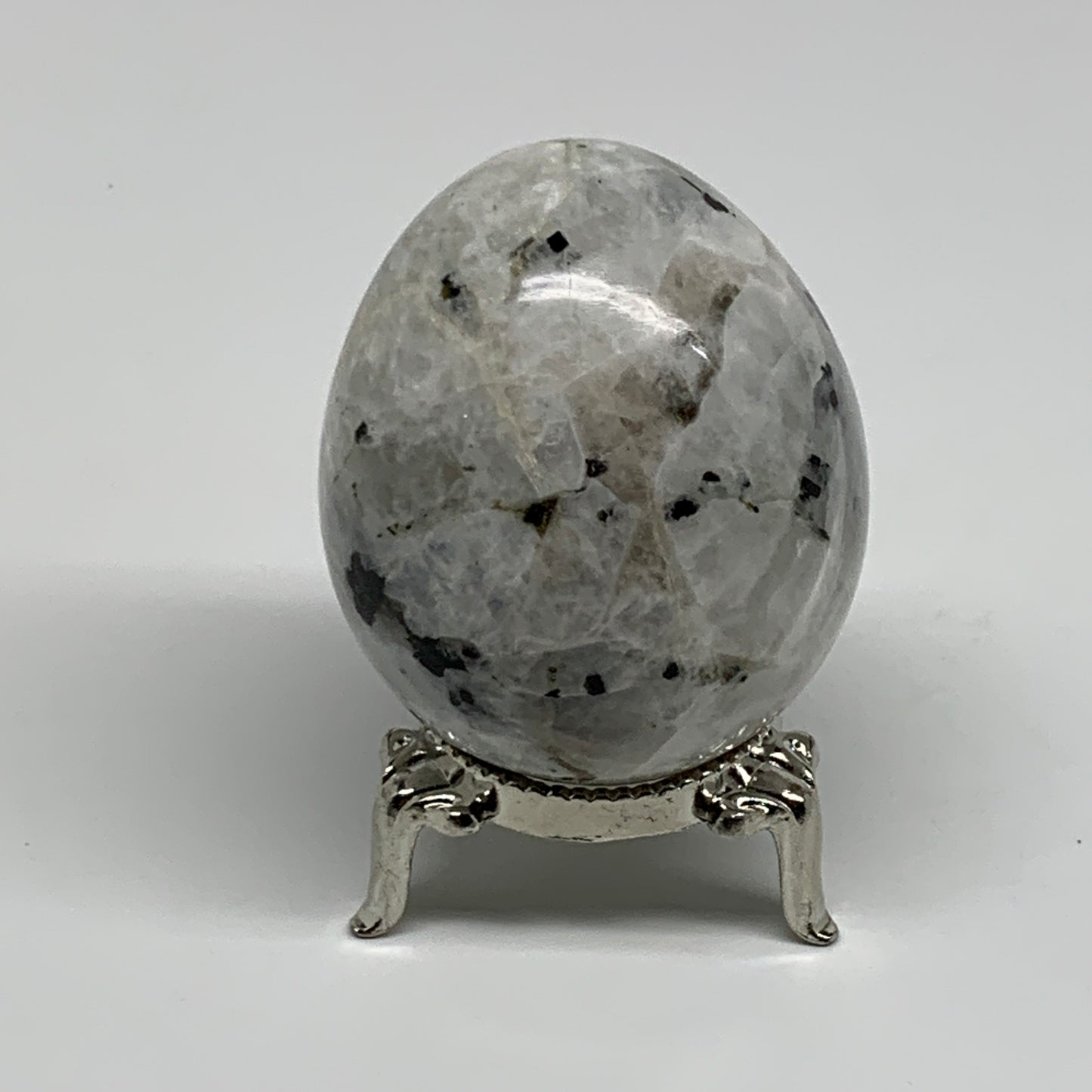 155g, 2.2"x1.8", Natural Gemstone White Rainbow Moonstone Egg, B34413