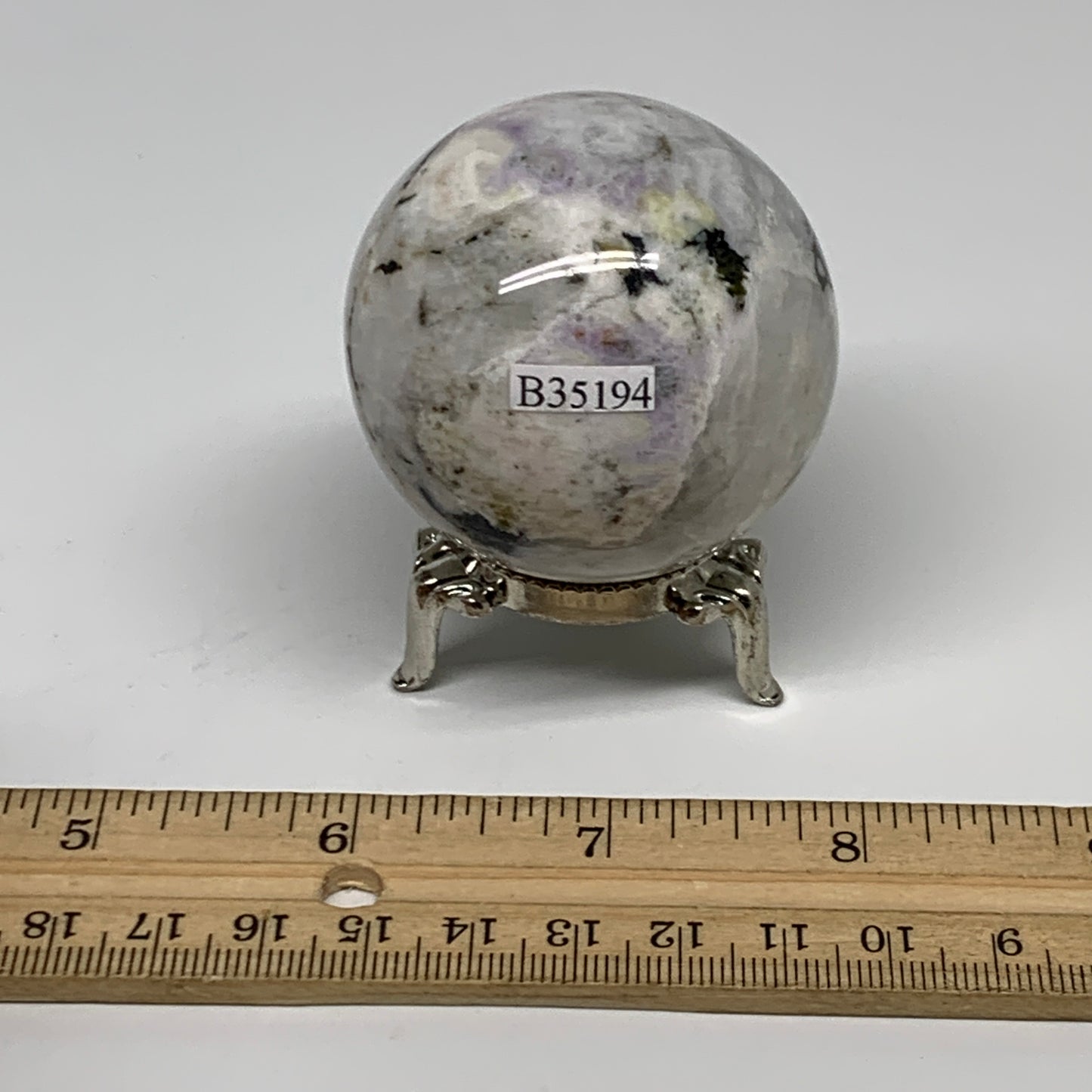 175.8g, 2"(49mm), Natural Rainbow Moonstone Sphere Ball Gemstone, B35194