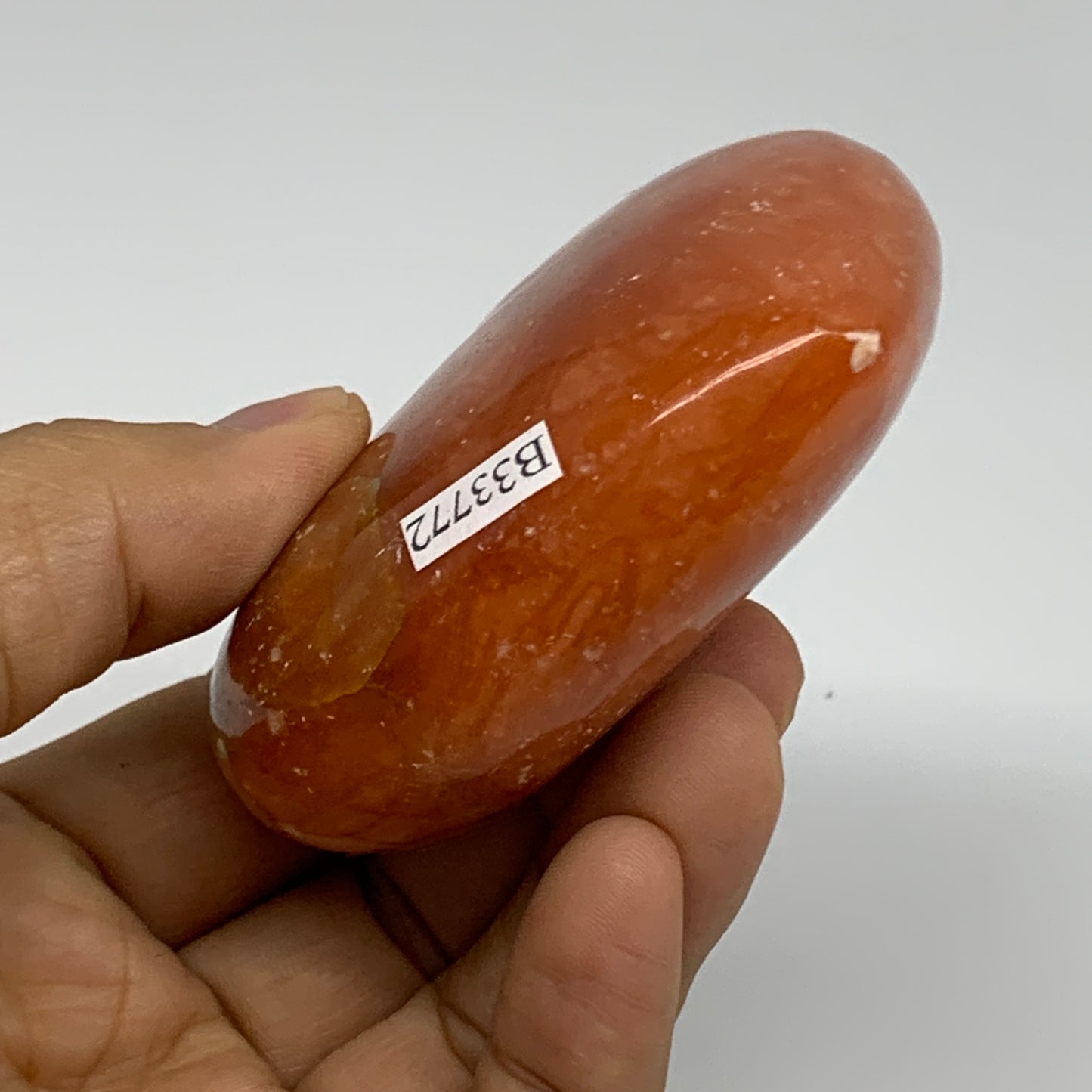 181g, 2.6"x3.1"x1.1" Orange Calcite Heart Gemstones from Madagascar, B33772