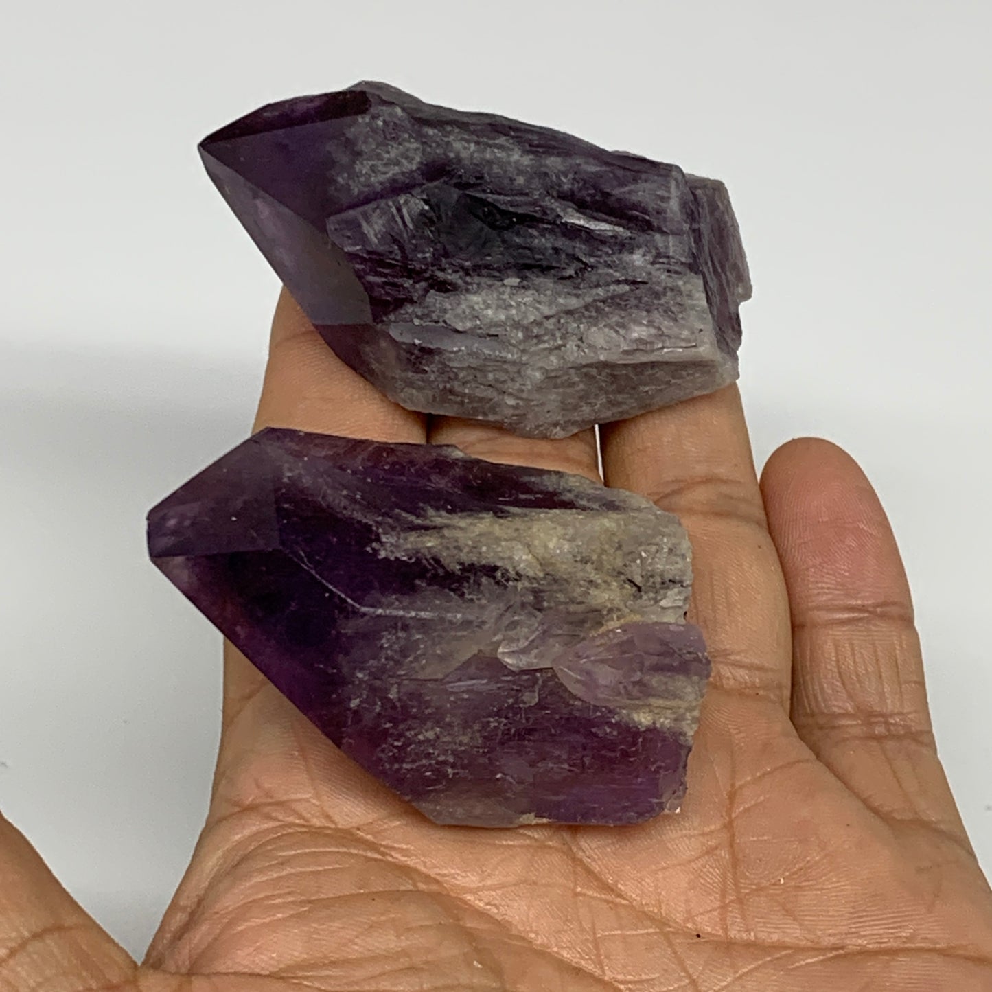116.7g, 2" - 2.4", 2pcs, Amethyst Point Polished Rough lower part, B32397