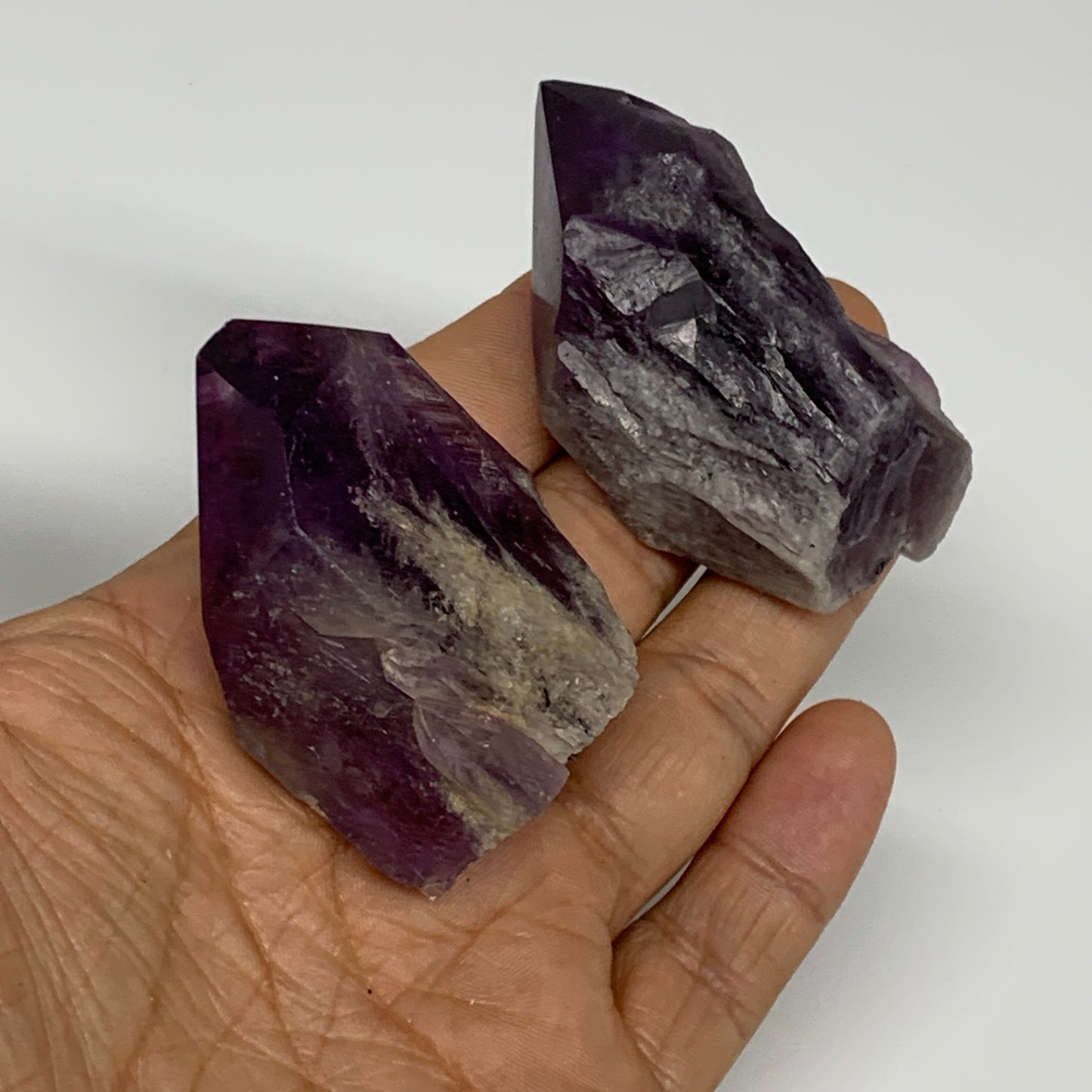 116.7g, 2" - 2.4", 2pcs, Amethyst Point Polished Rough lower part, B32397