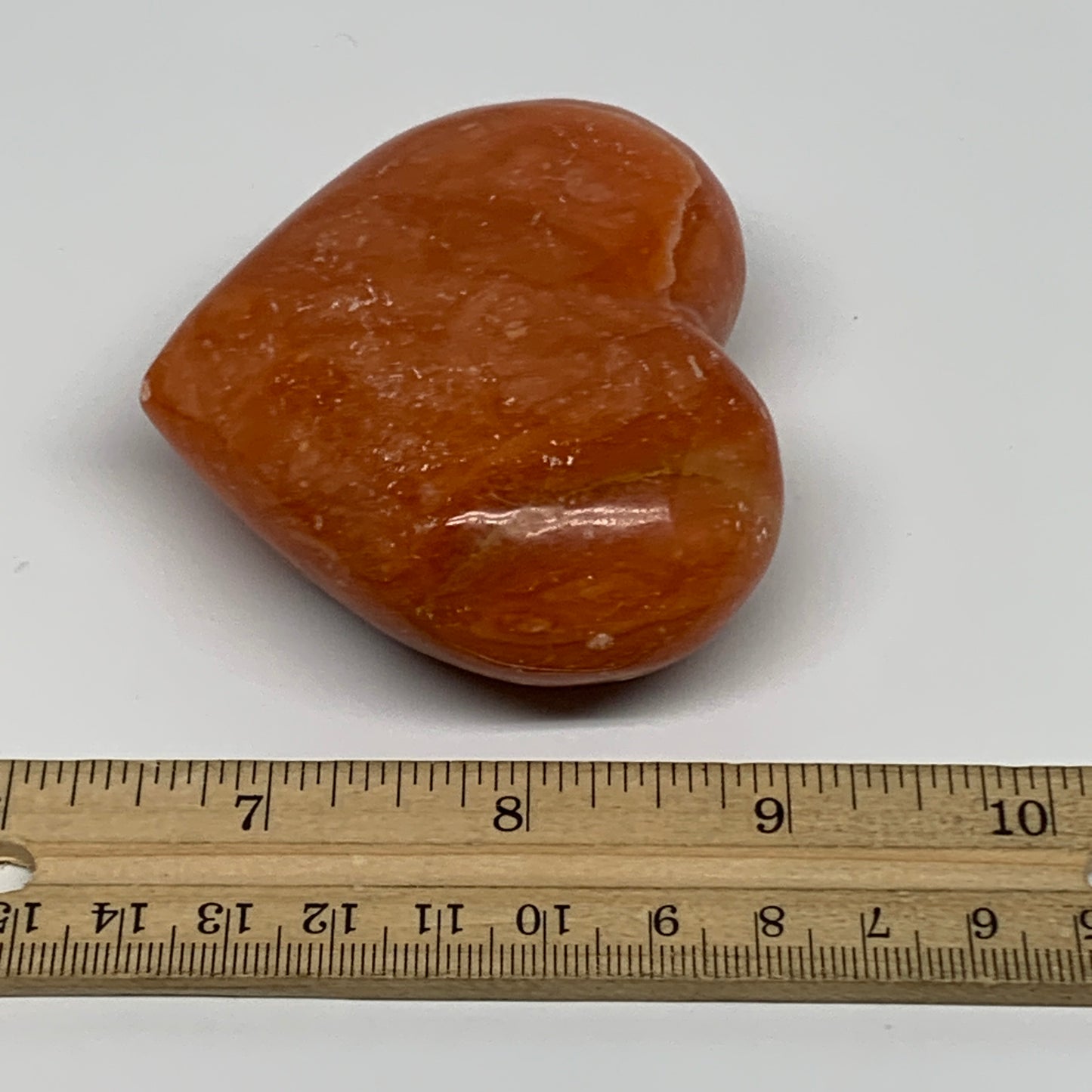 181g, 2.6"x3.1"x1.1" Orange Calcite Heart Gemstones from Madagascar, B33772