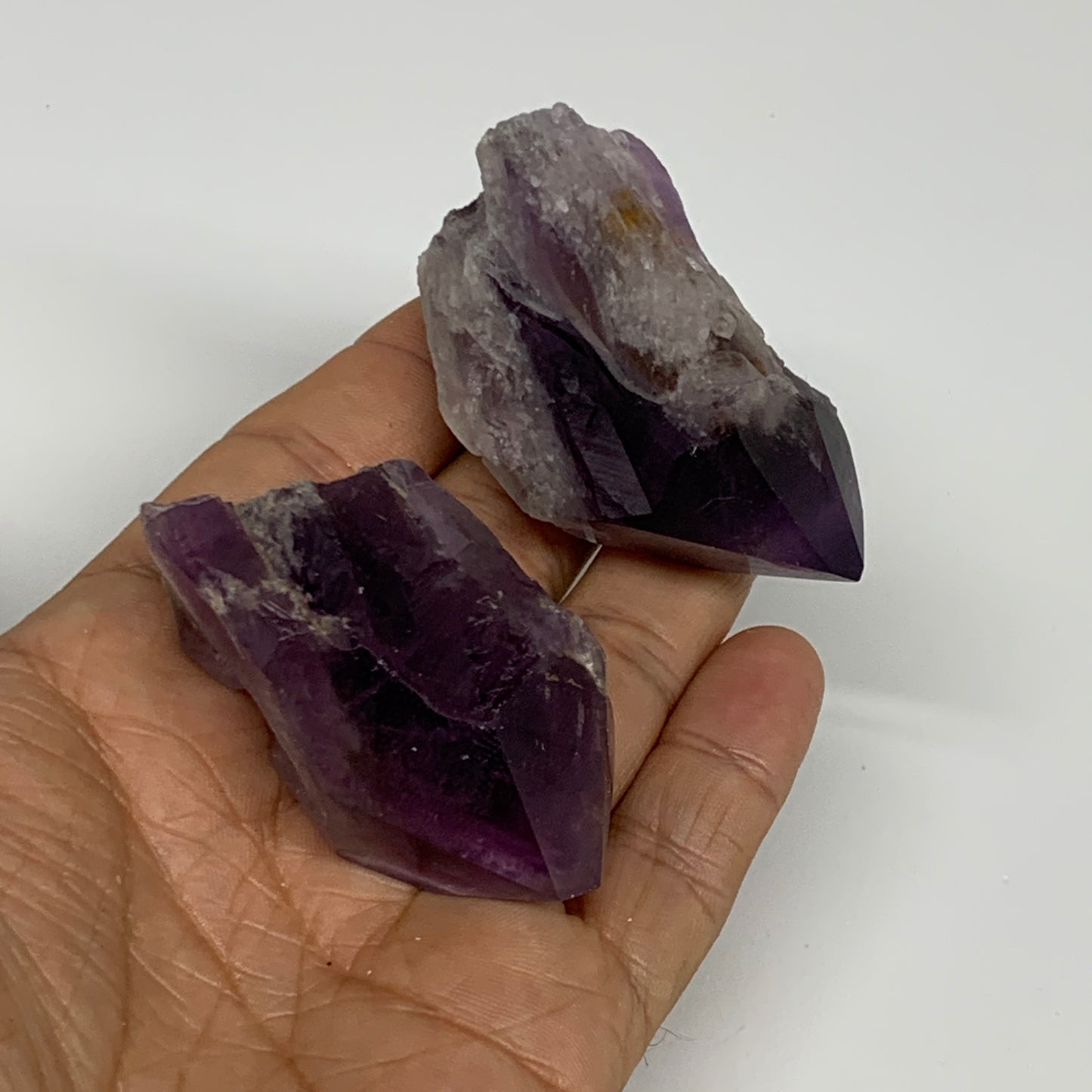 116.7g, 2" - 2.4", 2pcs, Amethyst Point Polished Rough lower part, B32397