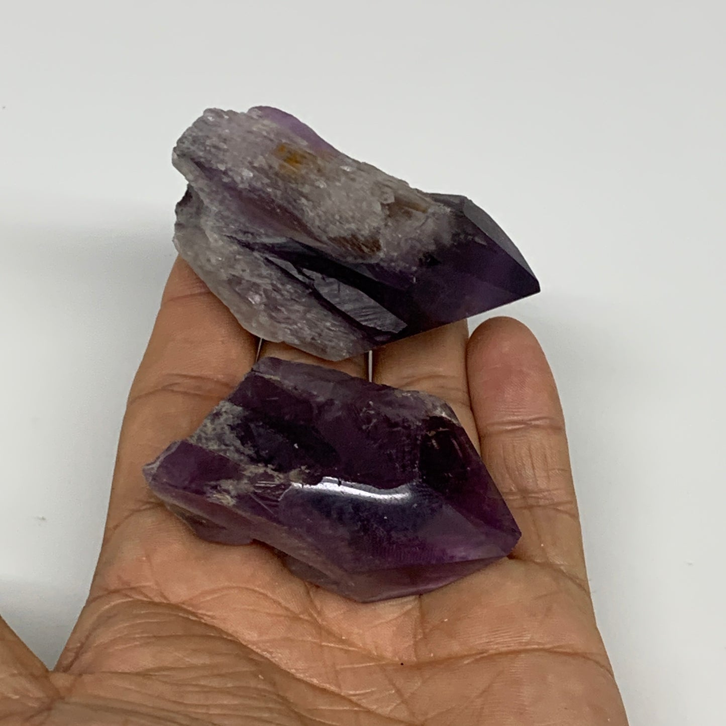 116.7g, 2" - 2.4", 2pcs, Amethyst Point Polished Rough lower part, B32397
