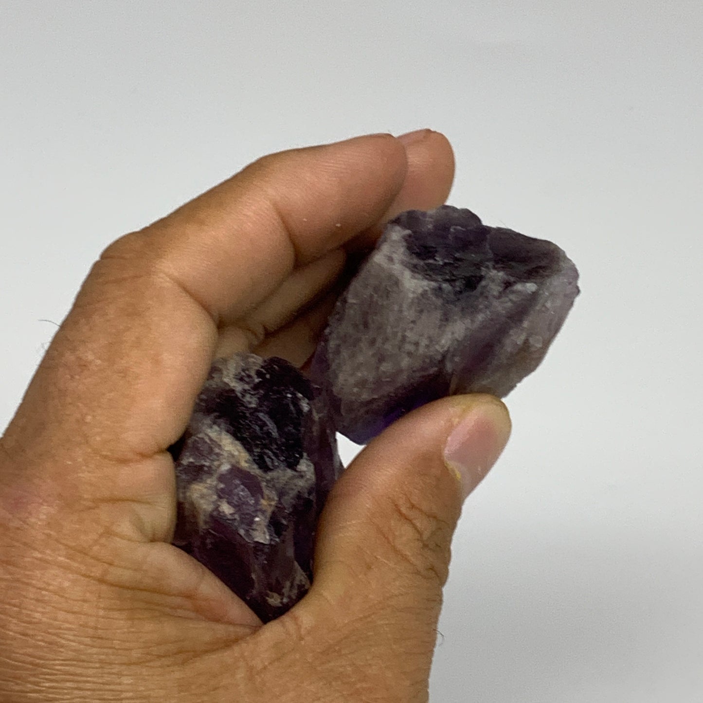 116.7g, 2" - 2.4", 2pcs, Amethyst Point Polished Rough lower part, B32397