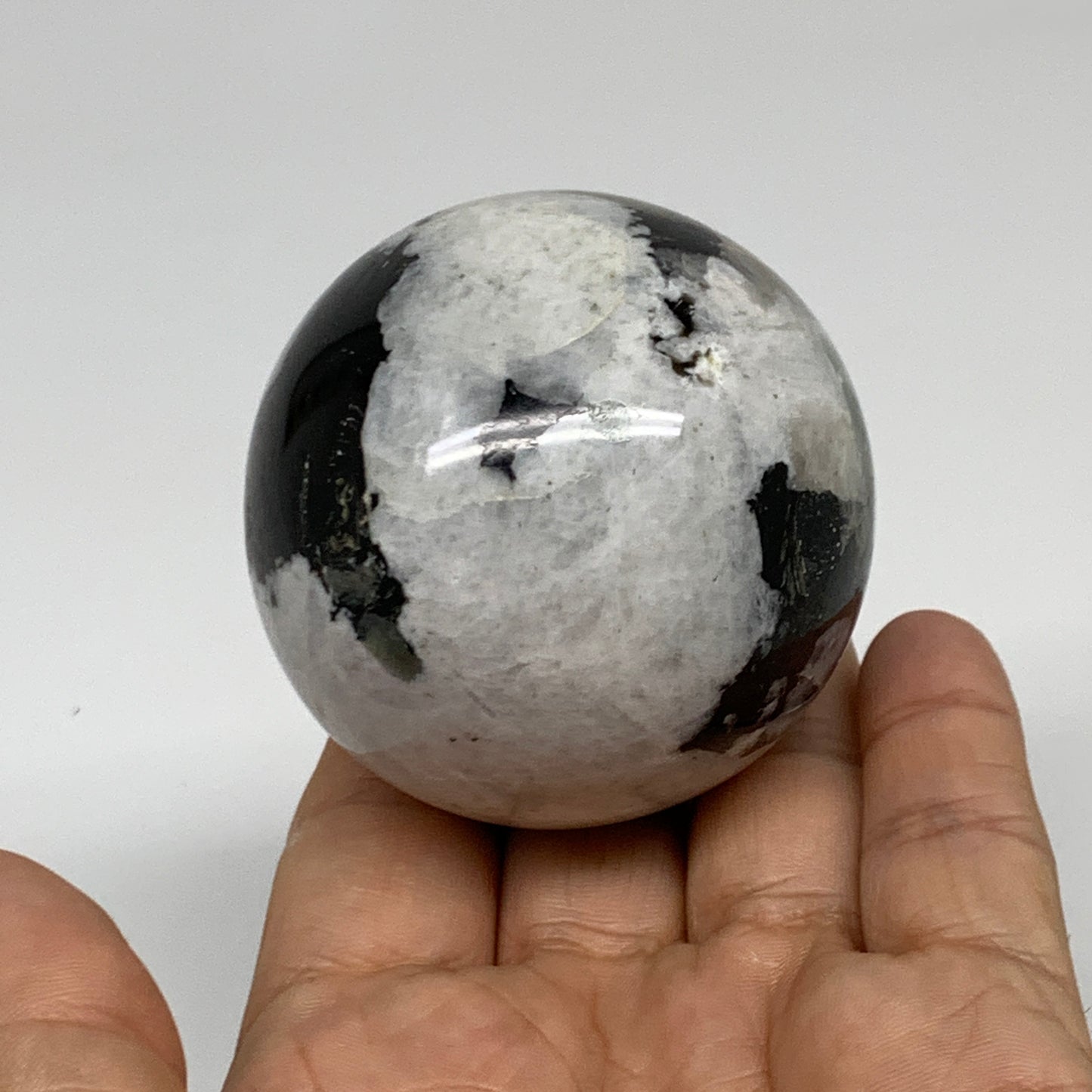 253.1g, 2.2"(56mm), Natural Rainbow Moonstone Sphere Ball Gemstone, B35195