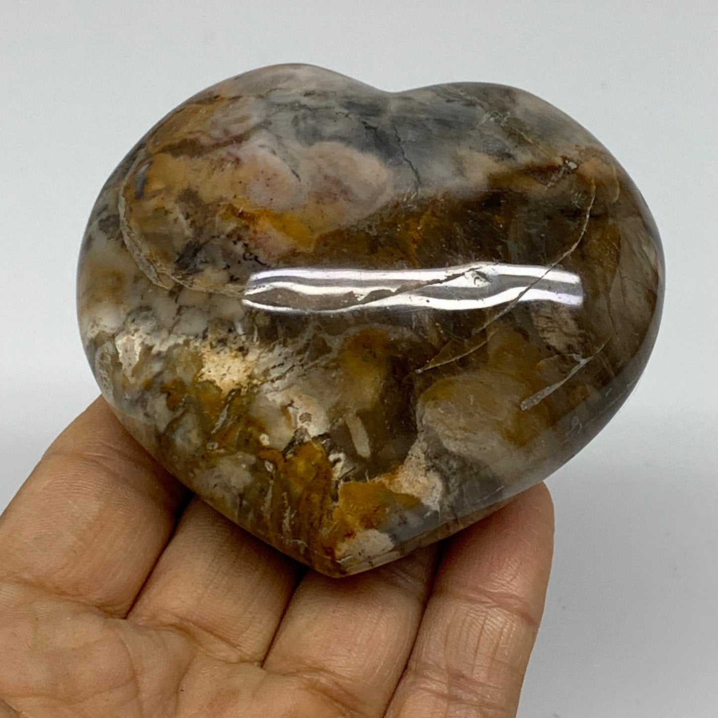 0.58 lbs, 2.6"x3"x1.4", Natural Petrified Wood Heart Polished Crystal, B37429