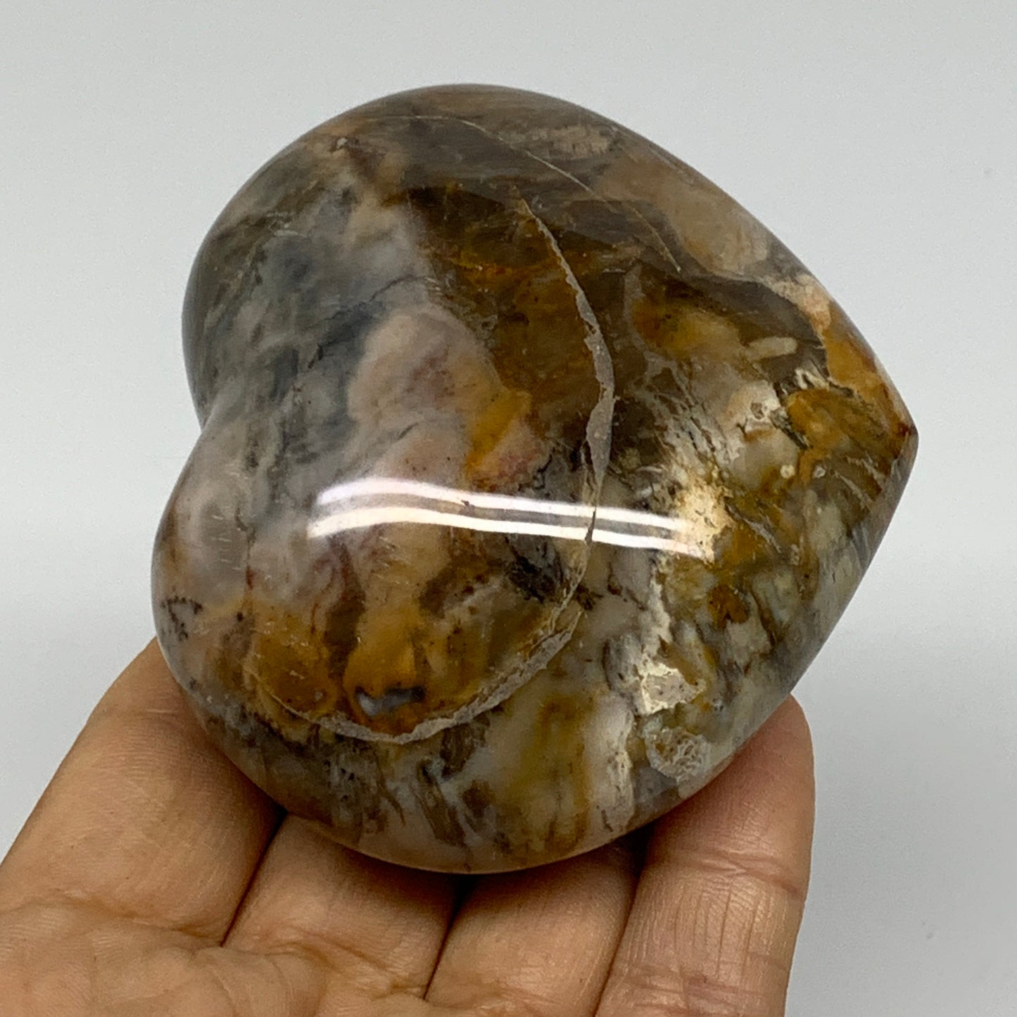 0.58 lbs, 2.6"x3"x1.4", Natural Petrified Wood Heart Polished Crystal, B37429