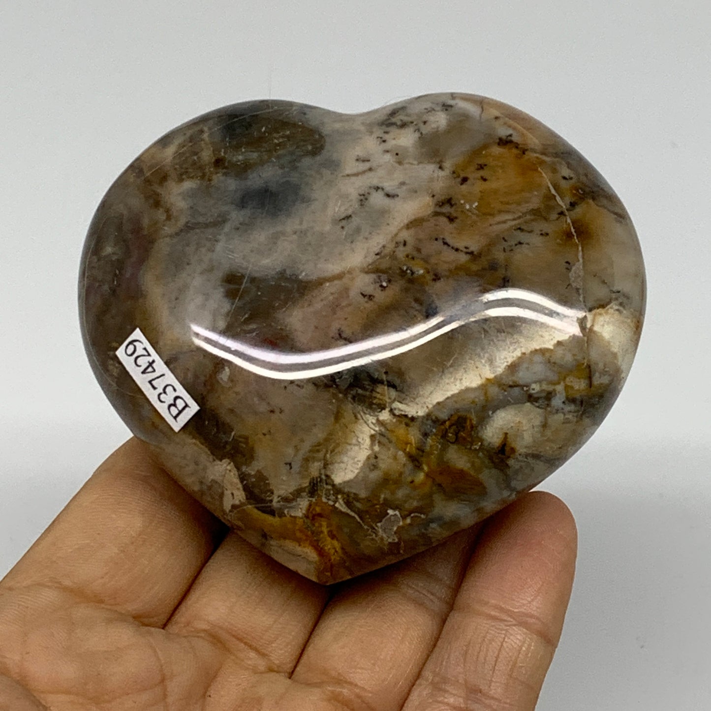 0.58 lbs, 2.6"x3"x1.4", Natural Petrified Wood Heart Polished Crystal, B37429