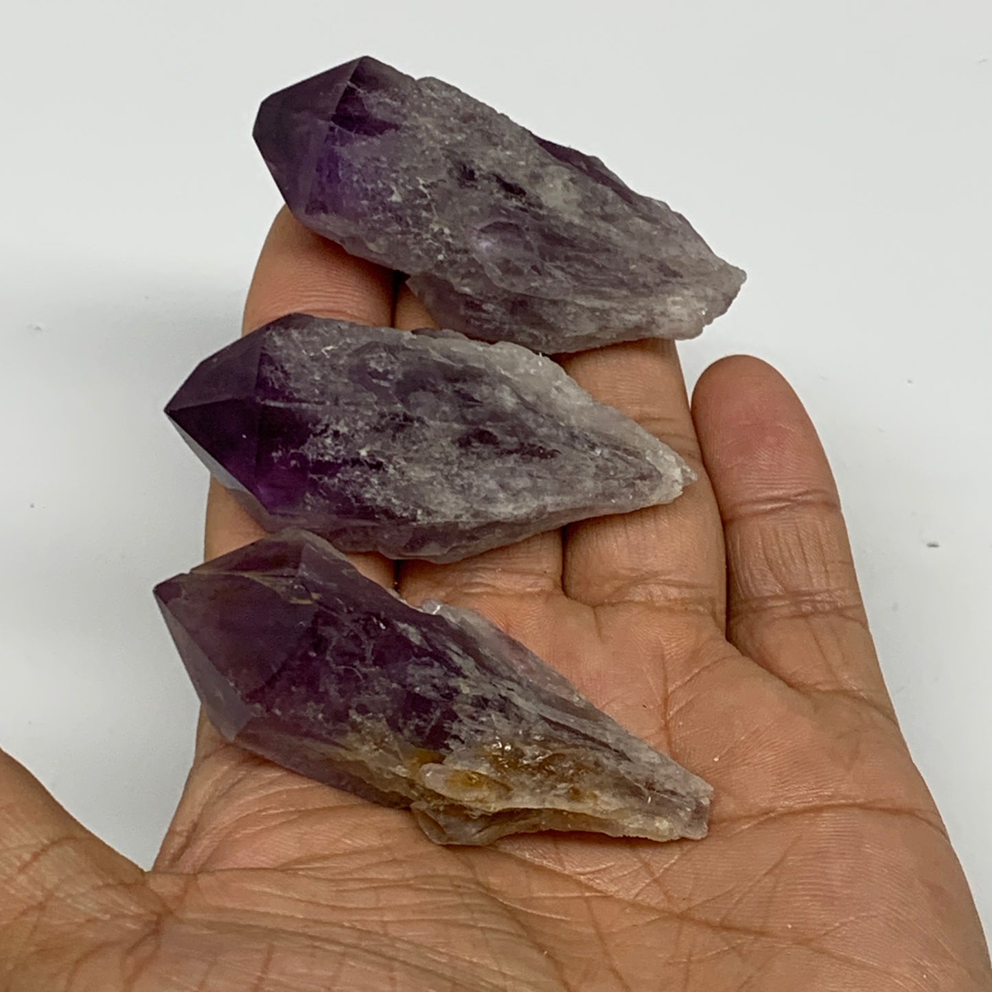 100g, 2.3" - 2.3", 3pcs, Amethyst Point Polished Rough lower part, B32398