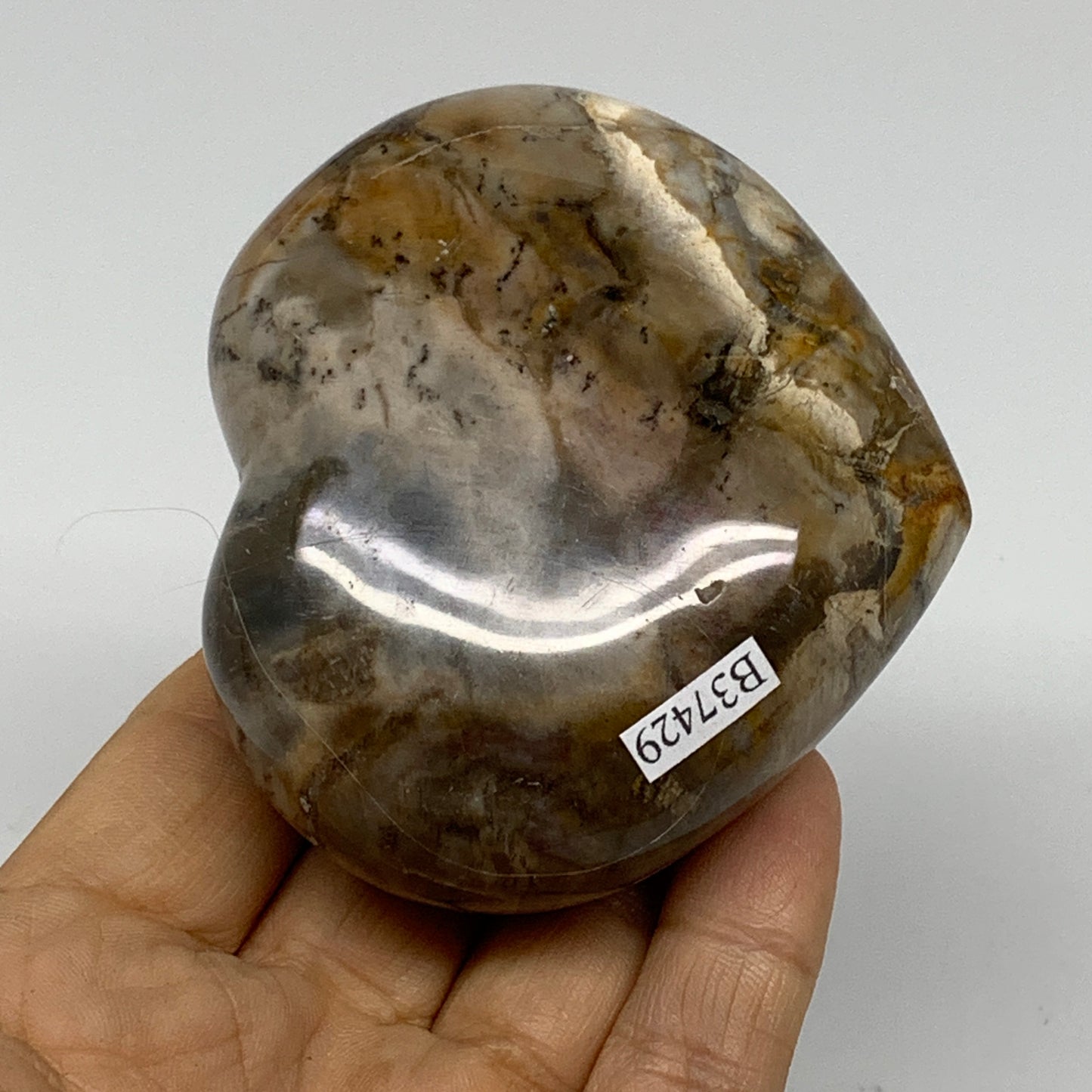 0.58 lbs, 2.6"x3"x1.4", Natural Petrified Wood Heart Polished Crystal, B37429