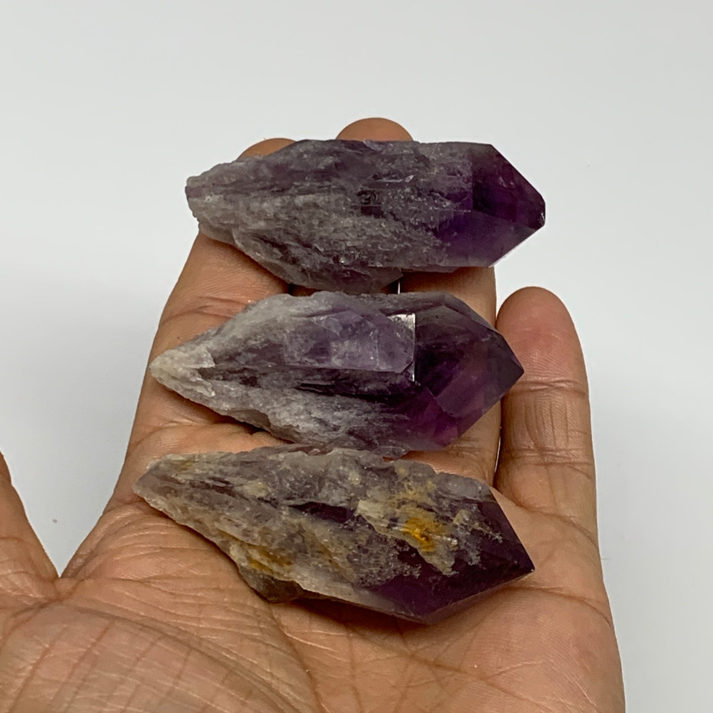 100g, 2.3" - 2.3", 3pcs, Amethyst Point Polished Rough lower part, B32398