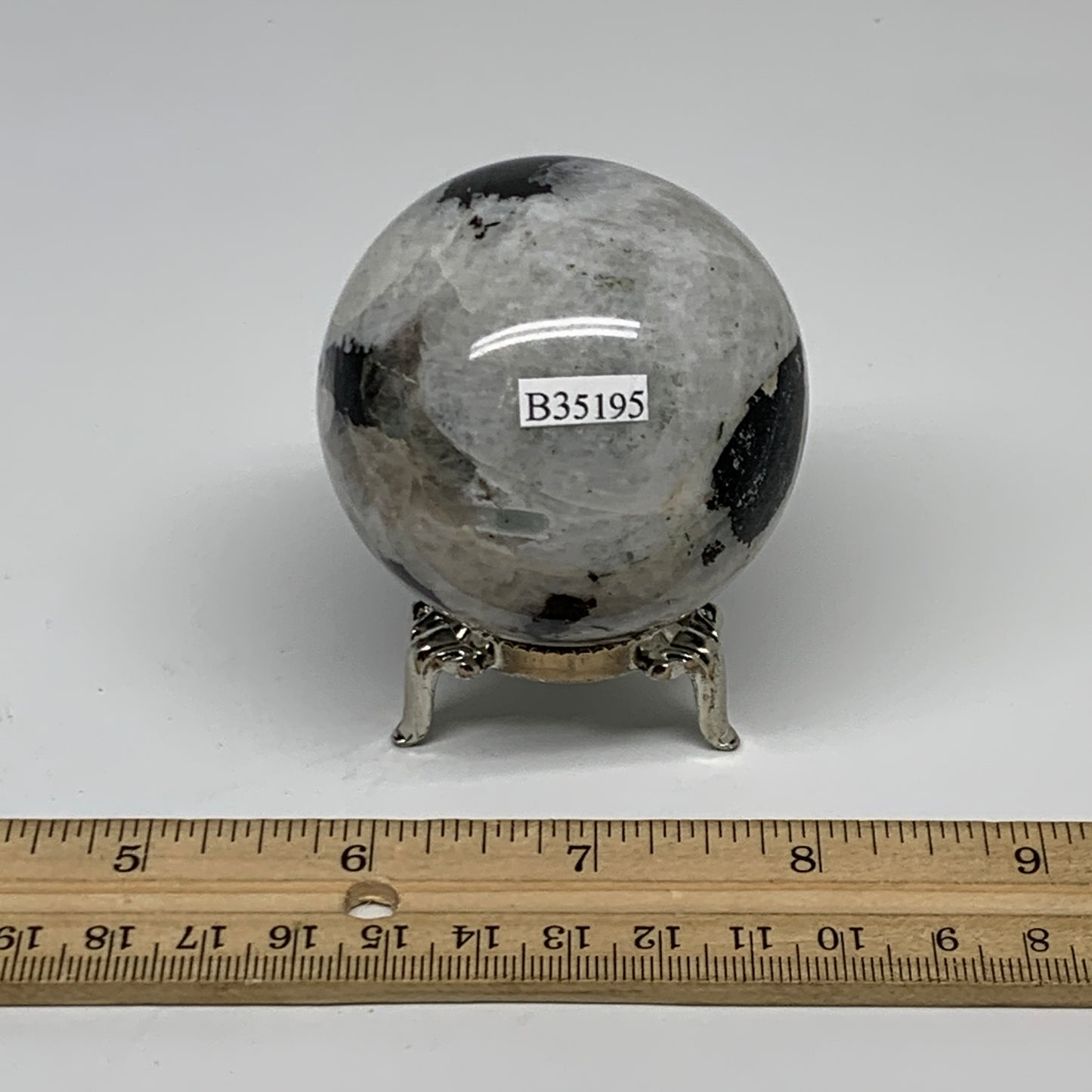 253.1g, 2.2"(56mm), Natural Rainbow Moonstone Sphere Ball Gemstone, B35195