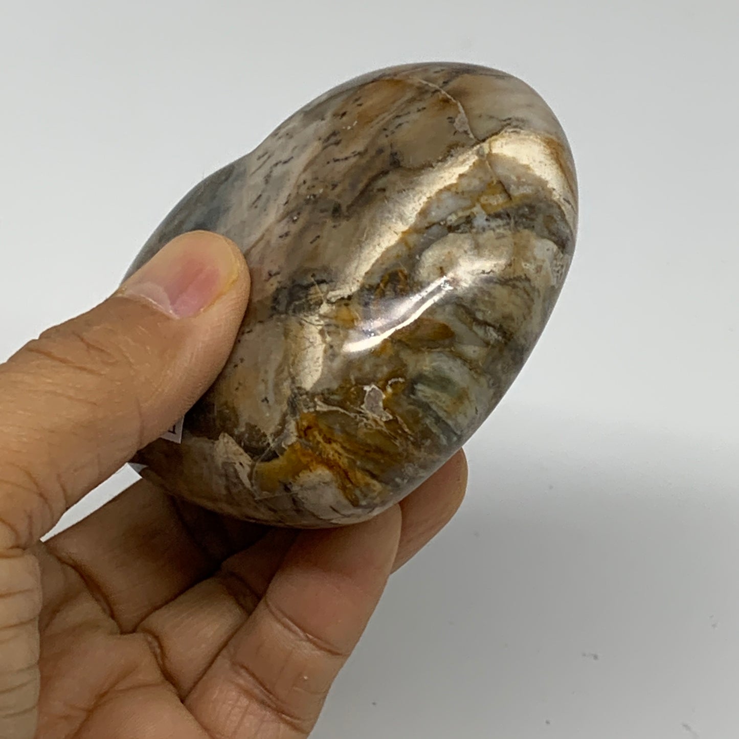 0.58 lbs, 2.6"x3"x1.4", Natural Petrified Wood Heart Polished Crystal, B37429