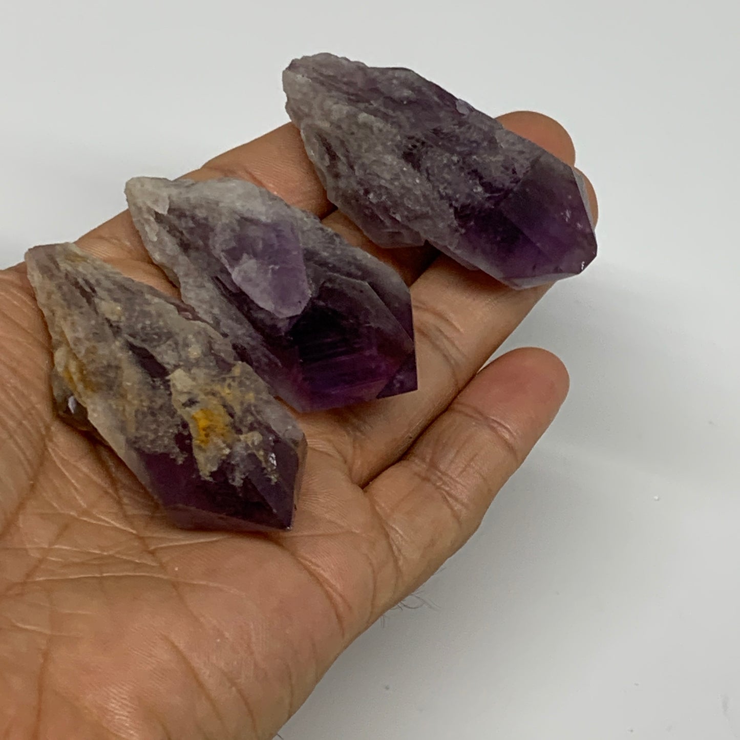 100g, 2.3" - 2.3", 3pcs, Amethyst Point Polished Rough lower part, B32398