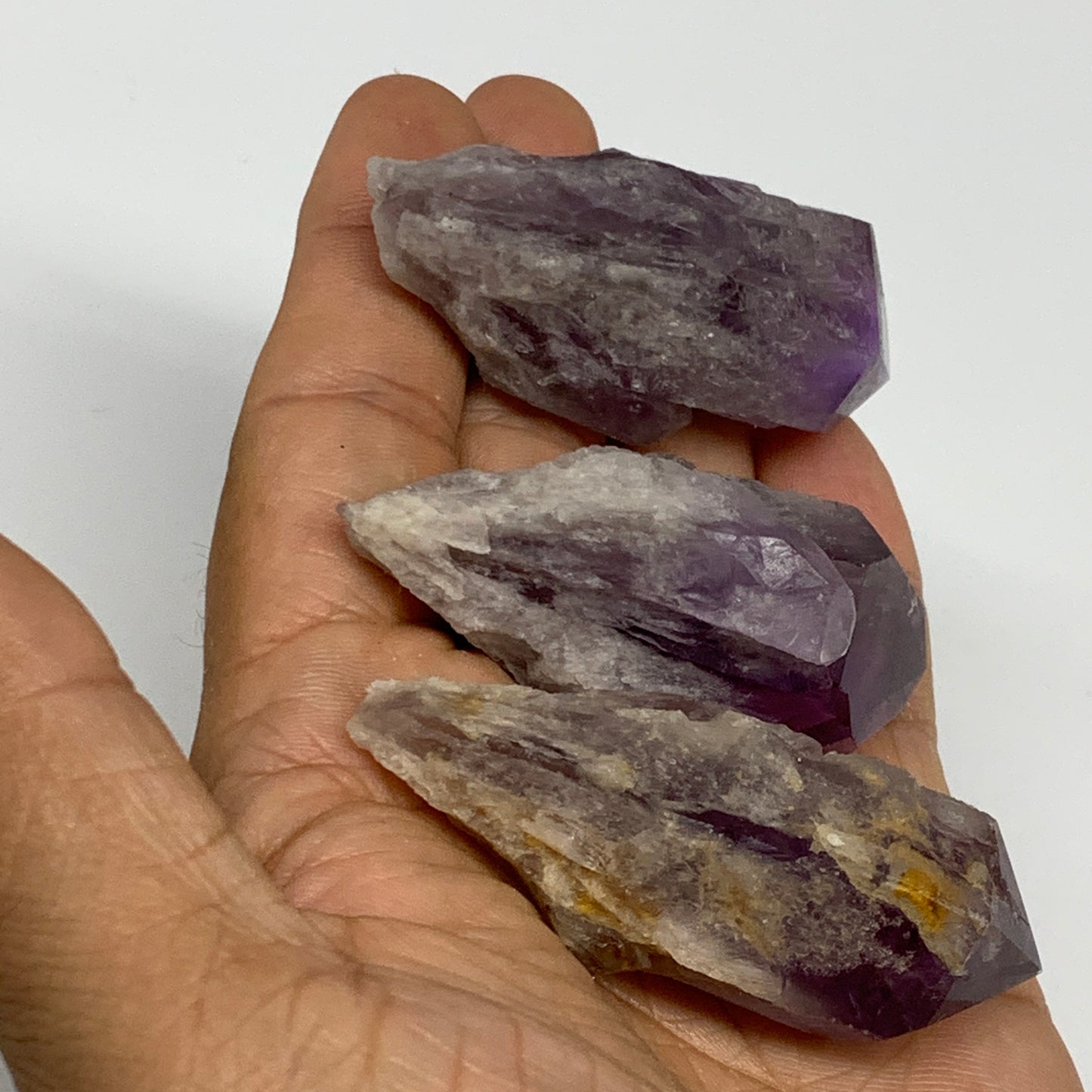 100g, 2.3" - 2.3", 3pcs, Amethyst Point Polished Rough lower part, B32398