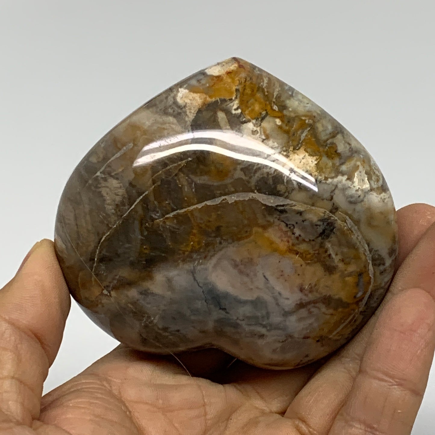 0.58 lbs, 2.6"x3"x1.4", Natural Petrified Wood Heart Polished Crystal, B37429