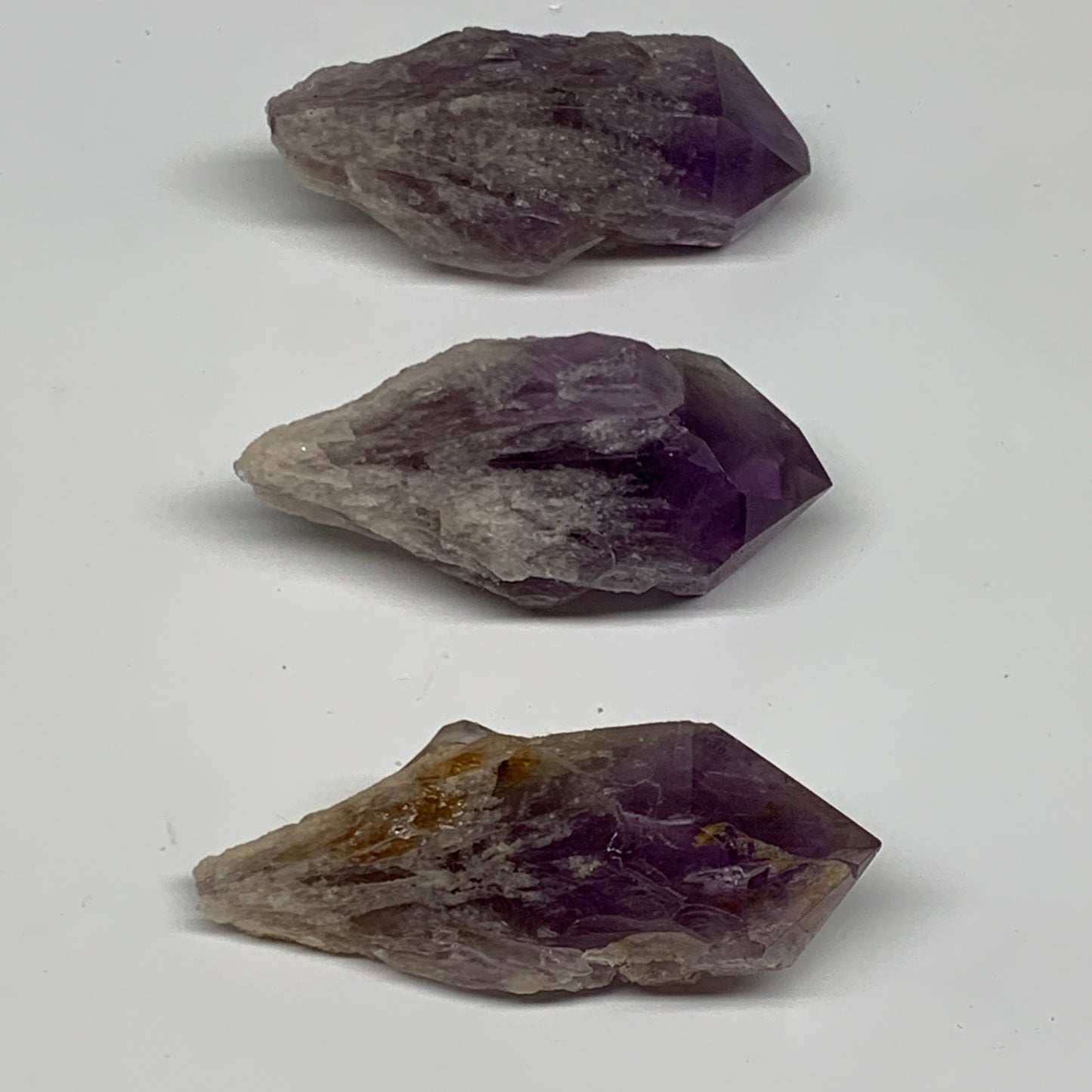 100g, 2.3" - 2.3", 3pcs, Amethyst Point Polished Rough lower part, B32398