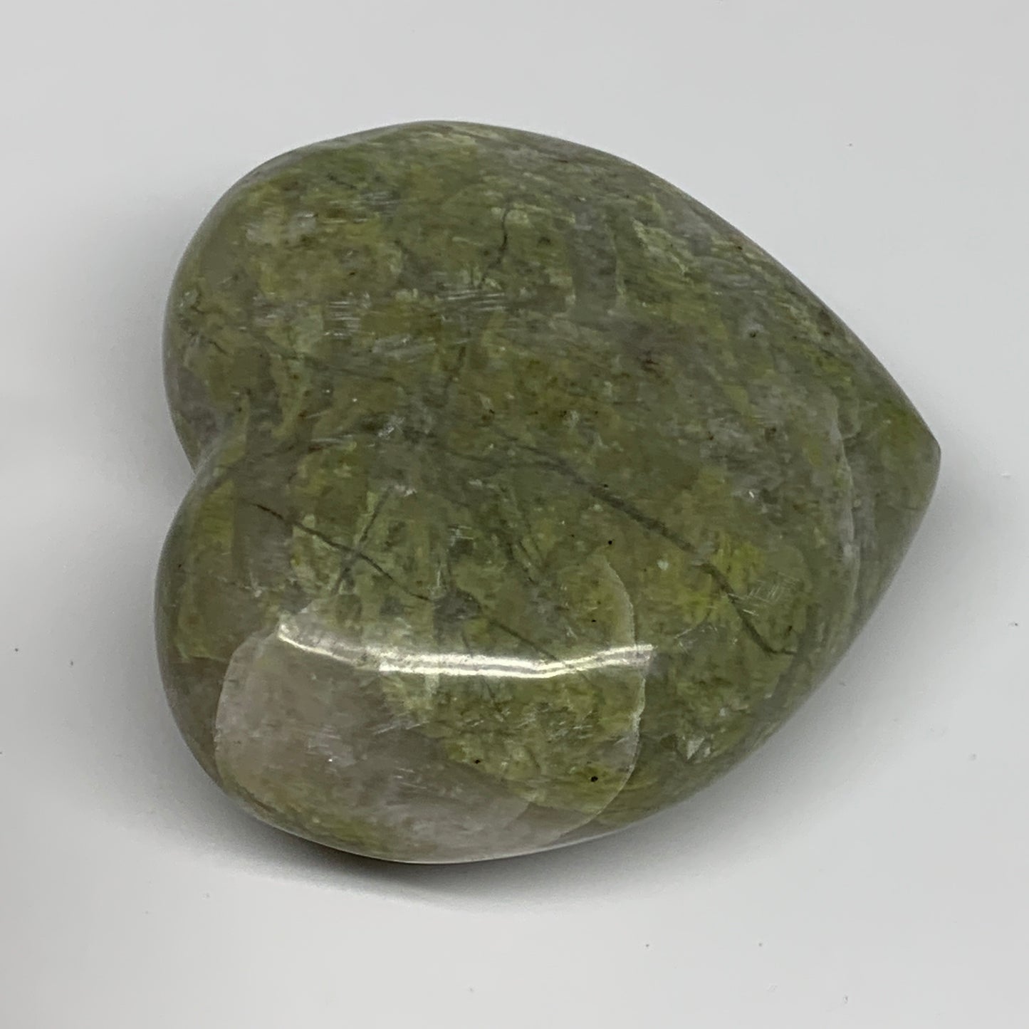 1.1 lbs, 3.5"x3.8"x1.6", Natural Untreated Green Quartz Crystal Heart Reiki, B30