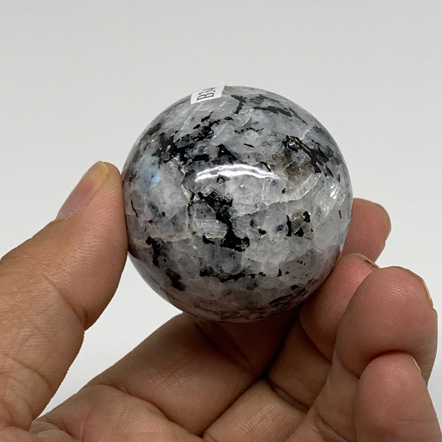 121.7g, 2"x1.6", Natural Gemstone White Rainbow Moonstone Egg, B34415