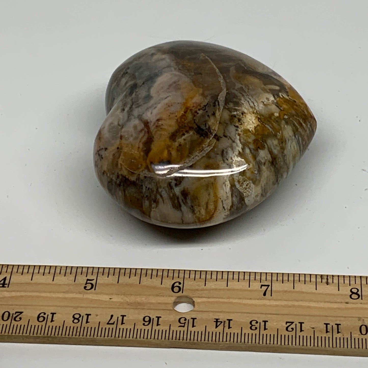 0.58 lbs, 2.6"x3"x1.4", Natural Petrified Wood Heart Polished Crystal, B37429