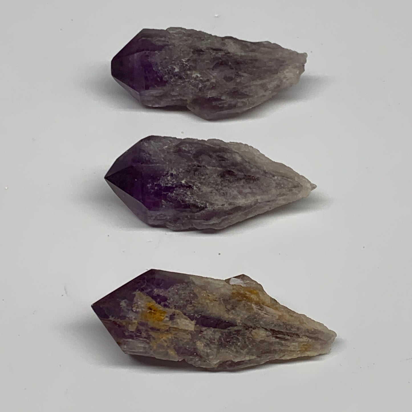 100g, 2.3" - 2.3", 3pcs, Amethyst Point Polished Rough lower part, B32398