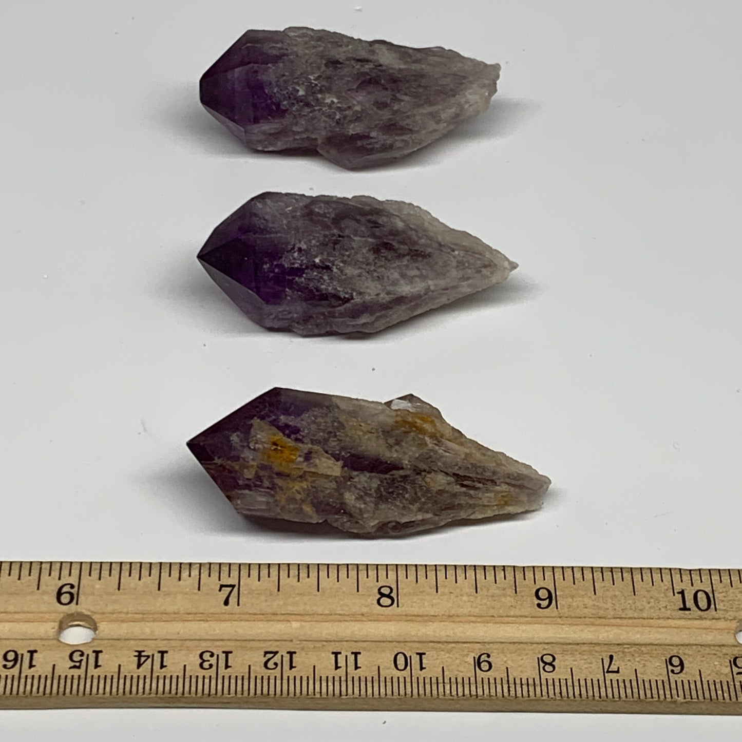 100g, 2.3" - 2.3", 3pcs, Amethyst Point Polished Rough lower part, B32398