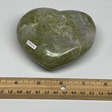 1.1 lbs, 3.5"x3.8"x1.6", Natural Untreated Green Quartz Crystal Heart Reiki, B30