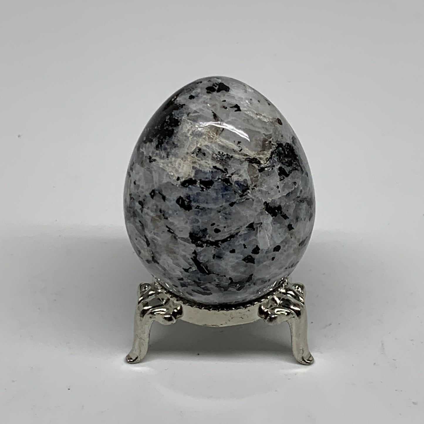 121.7g, 2"x1.6", Natural Gemstone White Rainbow Moonstone Egg, B34415