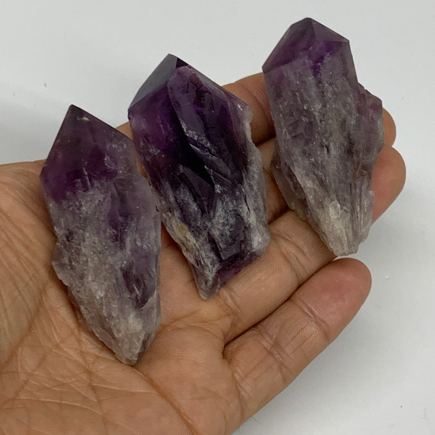 115.7g, 2.2" - 2.3", 3pcs, Amethyst Point Polished Rough lower part, B32399