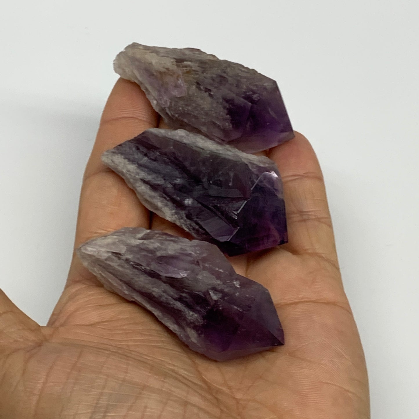115.7g, 2.2" - 2.3", 3pcs, Amethyst Point Polished Rough lower part, B32399