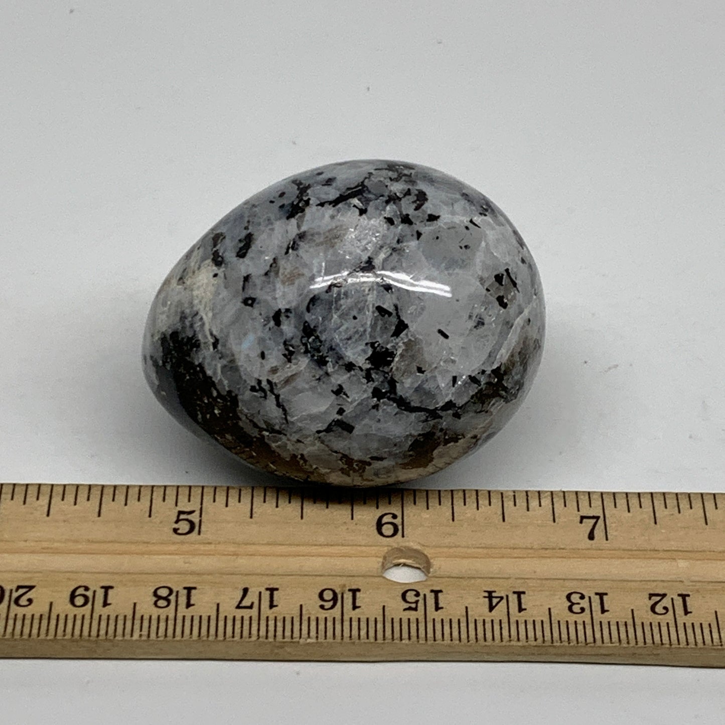 121.7g, 2"x1.6", Natural Gemstone White Rainbow Moonstone Egg, B34415
