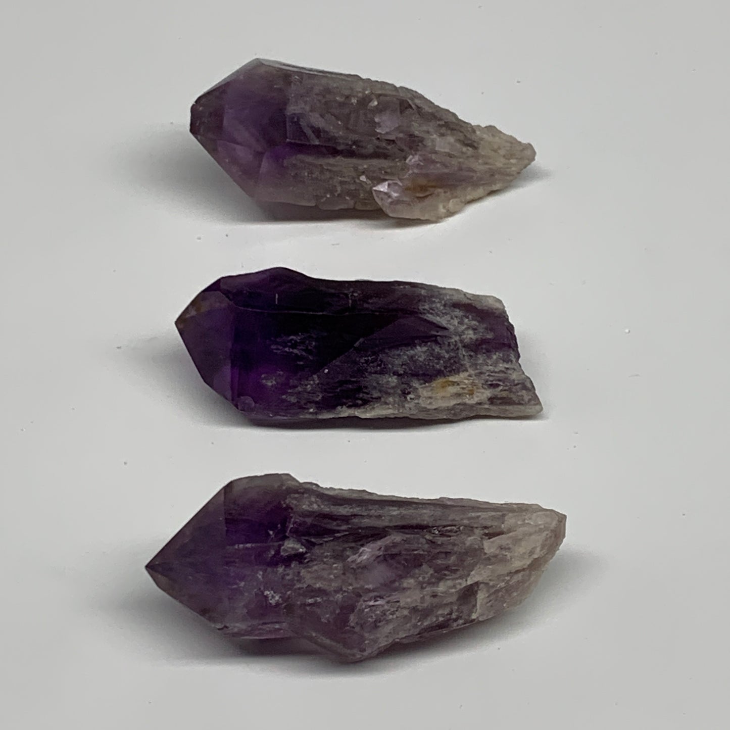 115.7g, 2.2" - 2.3", 3pcs, Amethyst Point Polished Rough lower part, B32399