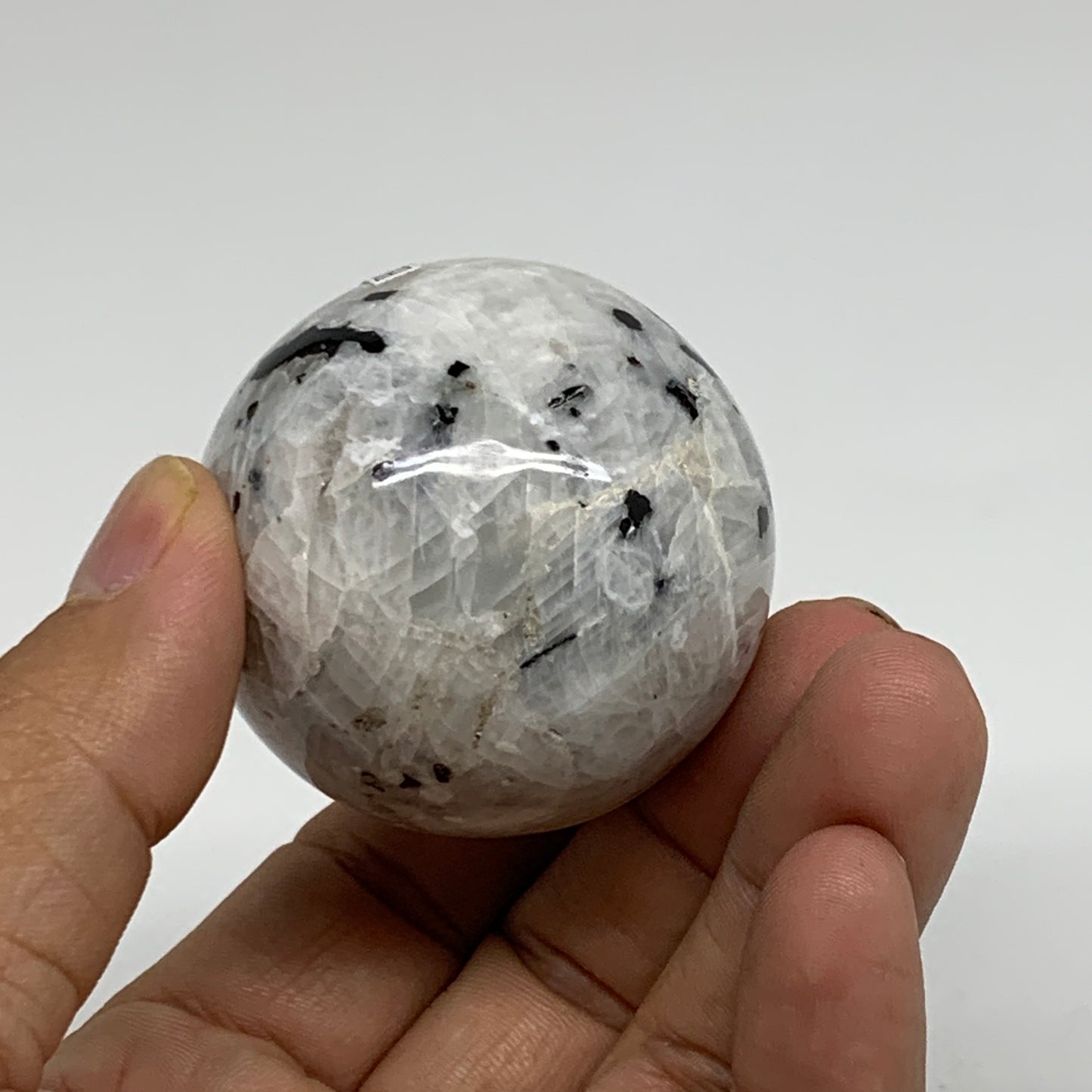 152.7g, 2.2"x1.8", Natural Gemstone White Rainbow Moonstone Egg, B34416