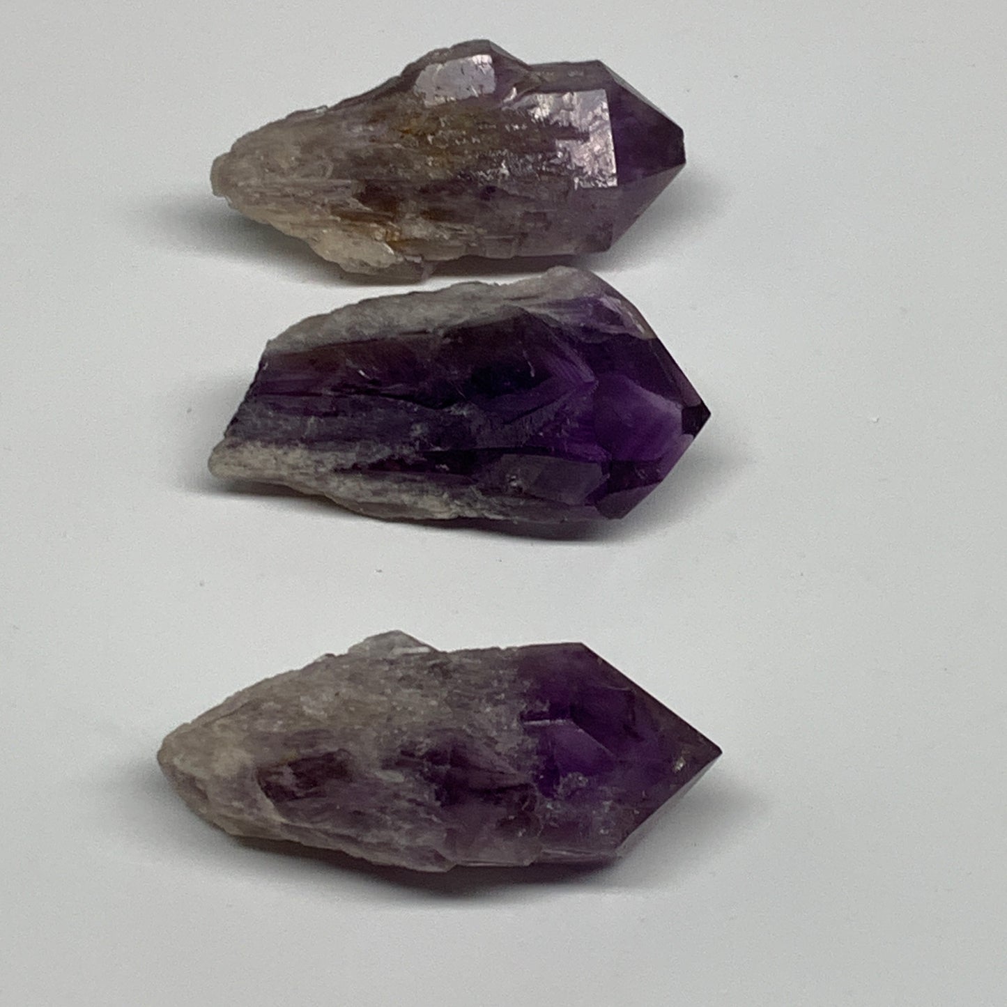 115.7g, 2.2" - 2.3", 3pcs, Amethyst Point Polished Rough lower part, B32399