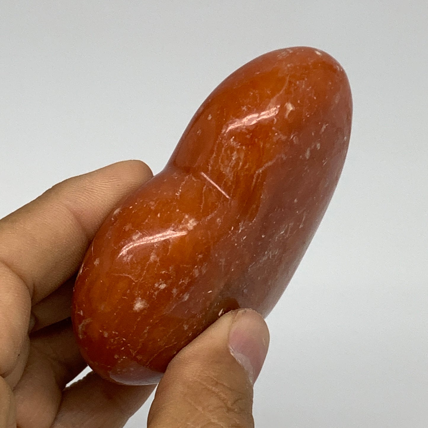 161.4g, 2.8"x3.2"x0.9" Orange Calcite Heart Gemstones from Madagascar, B33775