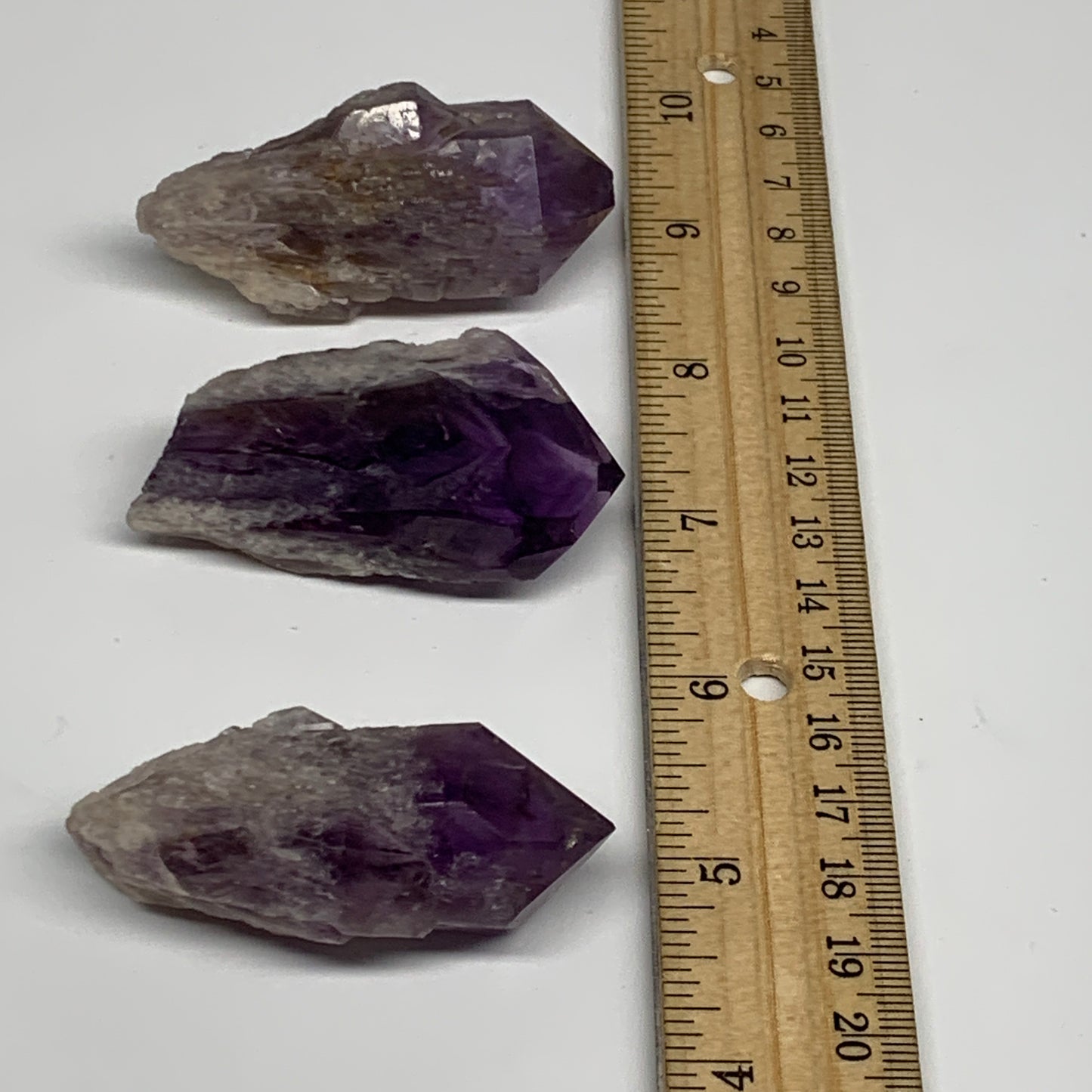115.7g, 2.2" - 2.3", 3pcs, Amethyst Point Polished Rough lower part, B32399
