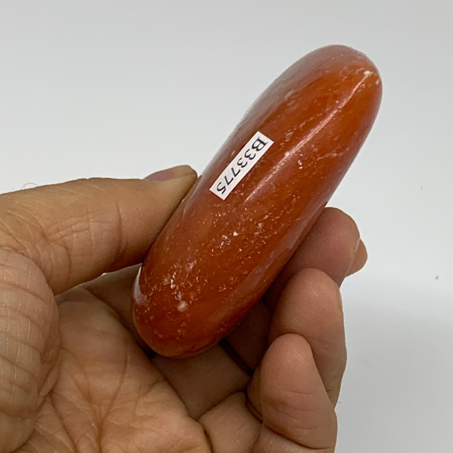 161.4g, 2.8"x3.2"x0.9" Orange Calcite Heart Gemstones from Madagascar, B33775