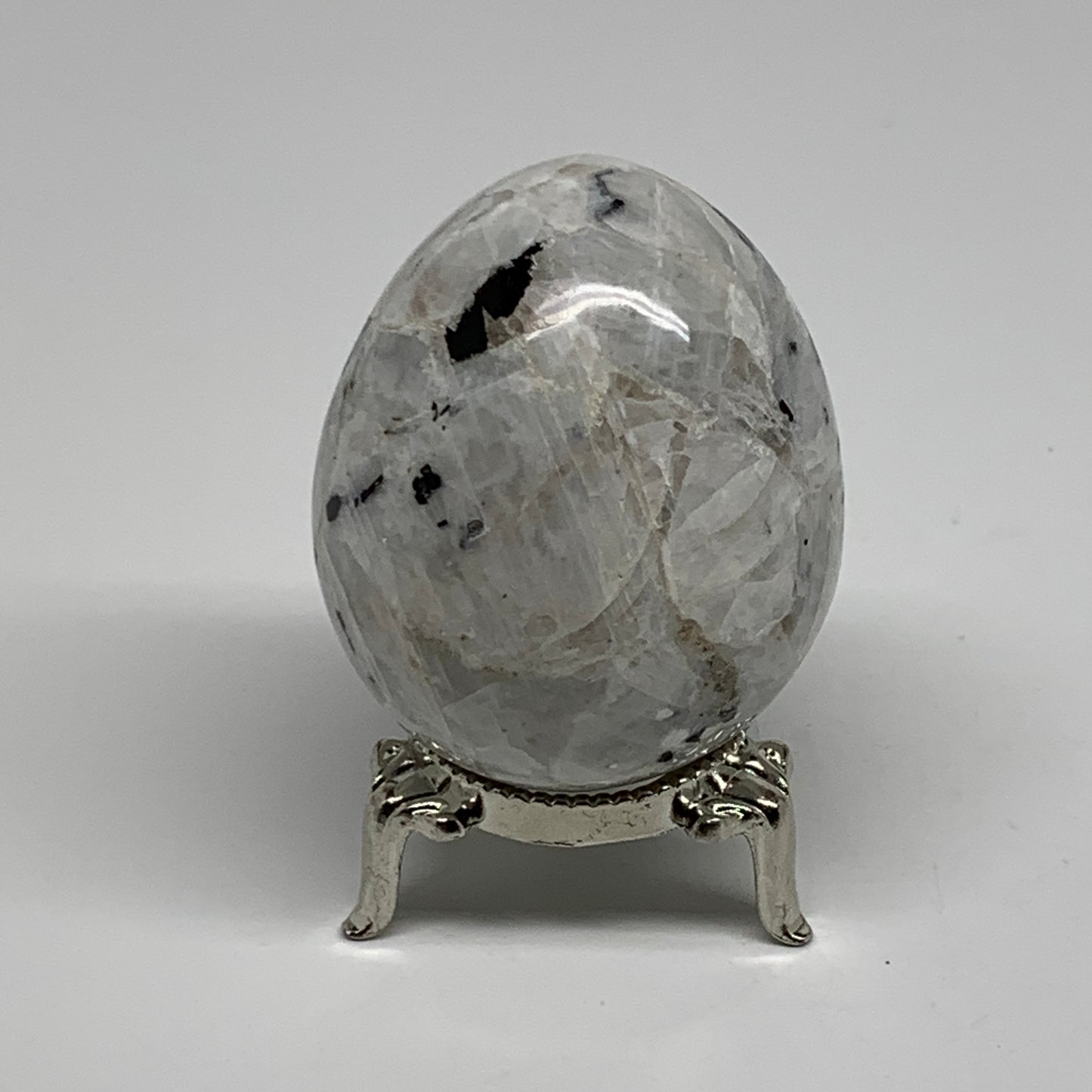 152.7g, 2.2"x1.8", Natural Gemstone White Rainbow Moonstone Egg, B34416