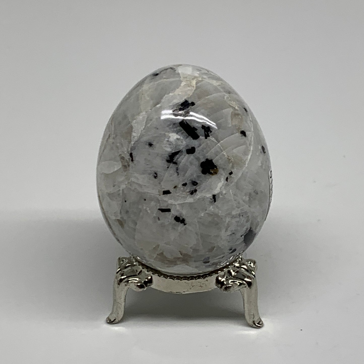 152.7g, 2.2"x1.8", Natural Gemstone White Rainbow Moonstone Egg, B34416