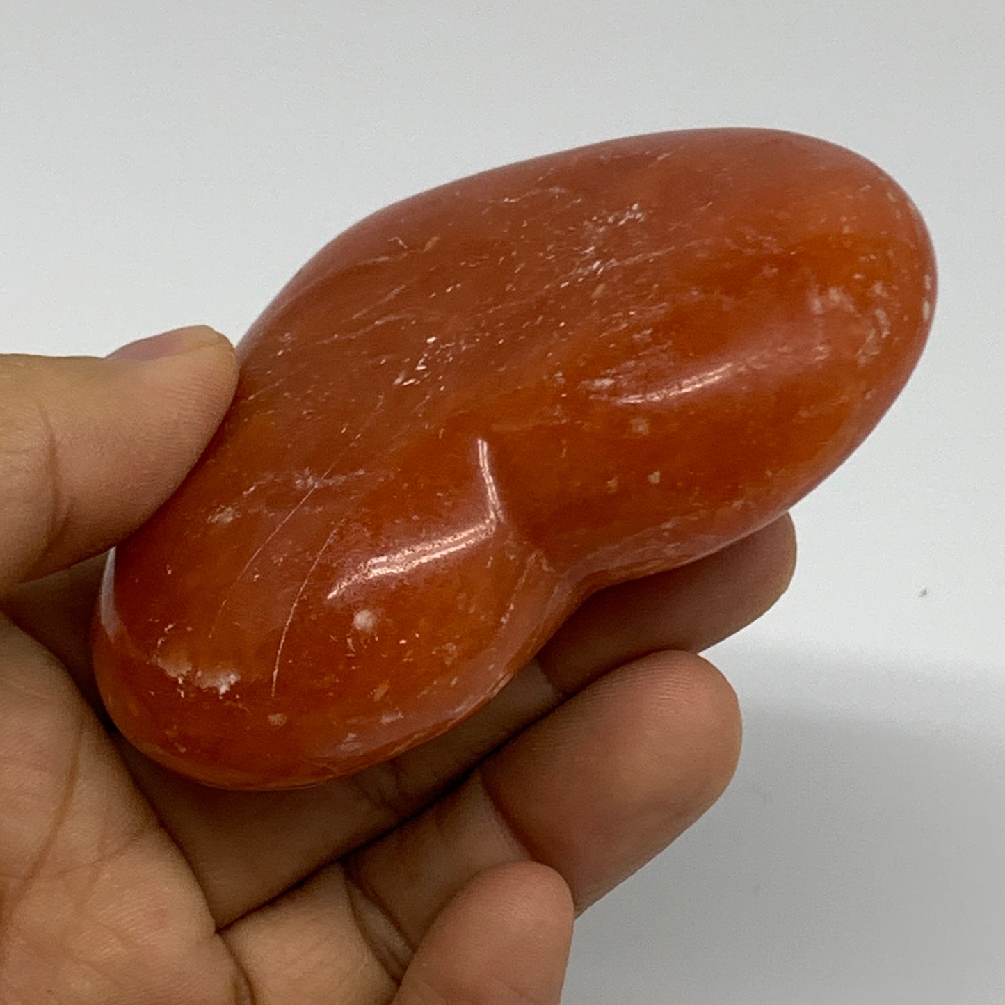 161.4g, 2.8"x3.2"x0.9" Orange Calcite Heart Gemstones from Madagascar, B33775