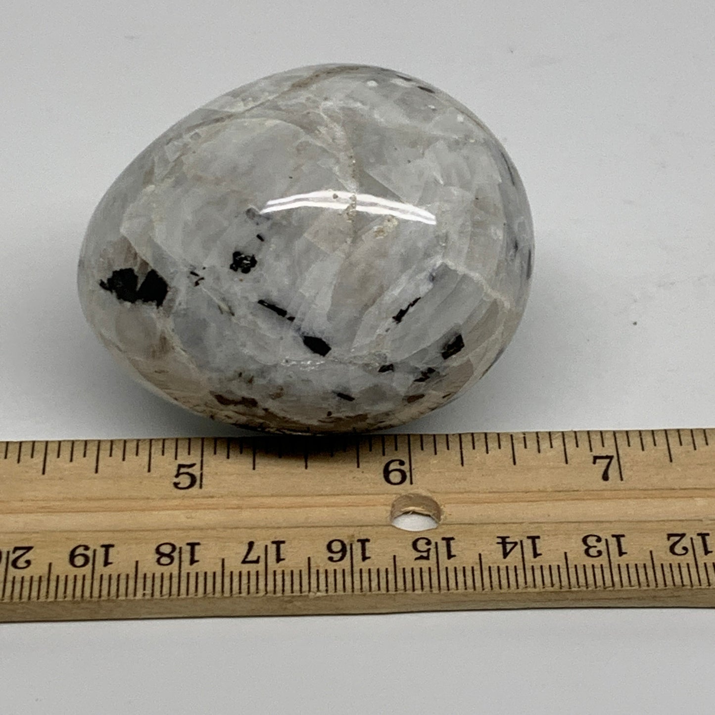 152.7g, 2.2"x1.8", Natural Gemstone White Rainbow Moonstone Egg, B34416