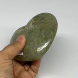 1 lbs, 3.8"x4"x1.3", Natural Untreated Green Quartz Crystal Heart Reiki, B30964