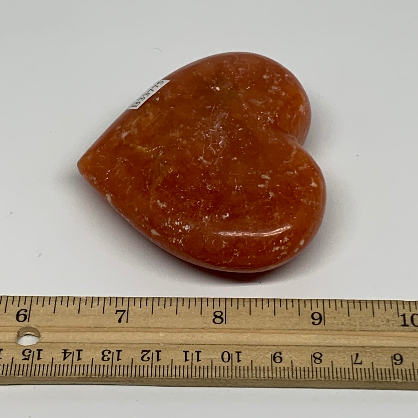 161.4g, 2.8"x3.2"x0.9" Orange Calcite Heart Gemstones from Madagascar, B33775